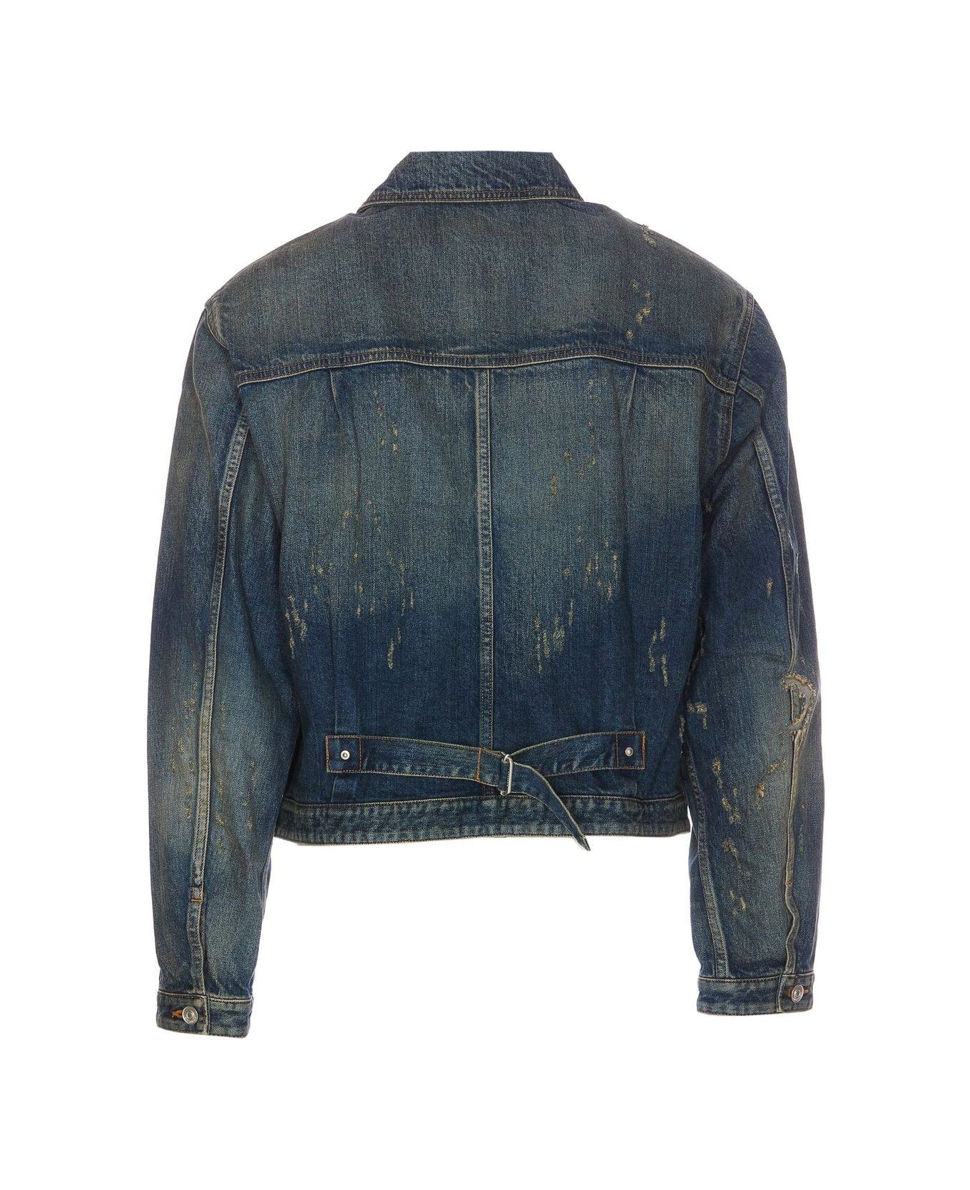 Givenchy 4g Plaque Distressed Denim Jacket - Blue