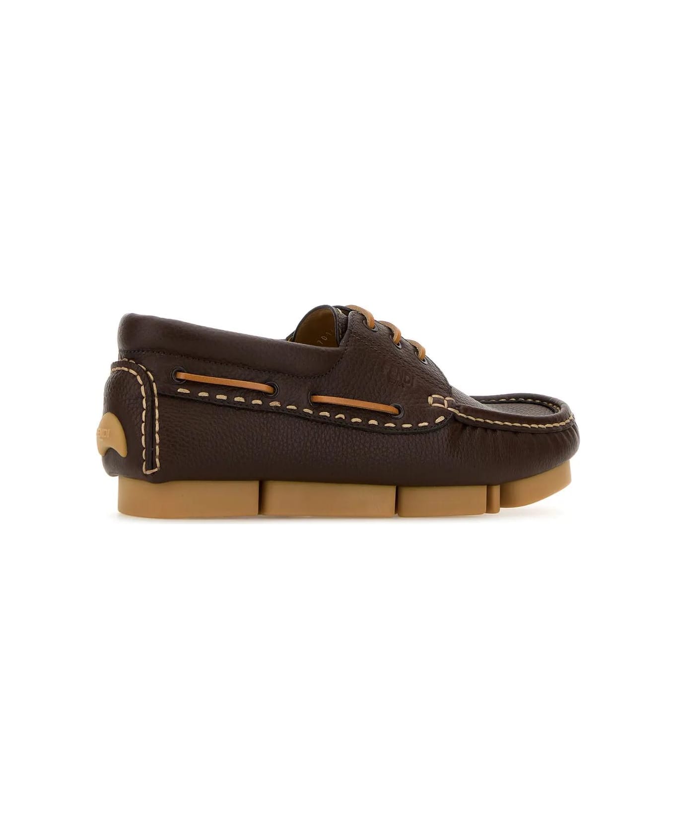 Fendi Chocolate Leather Deck Loafers - Moro cuoio