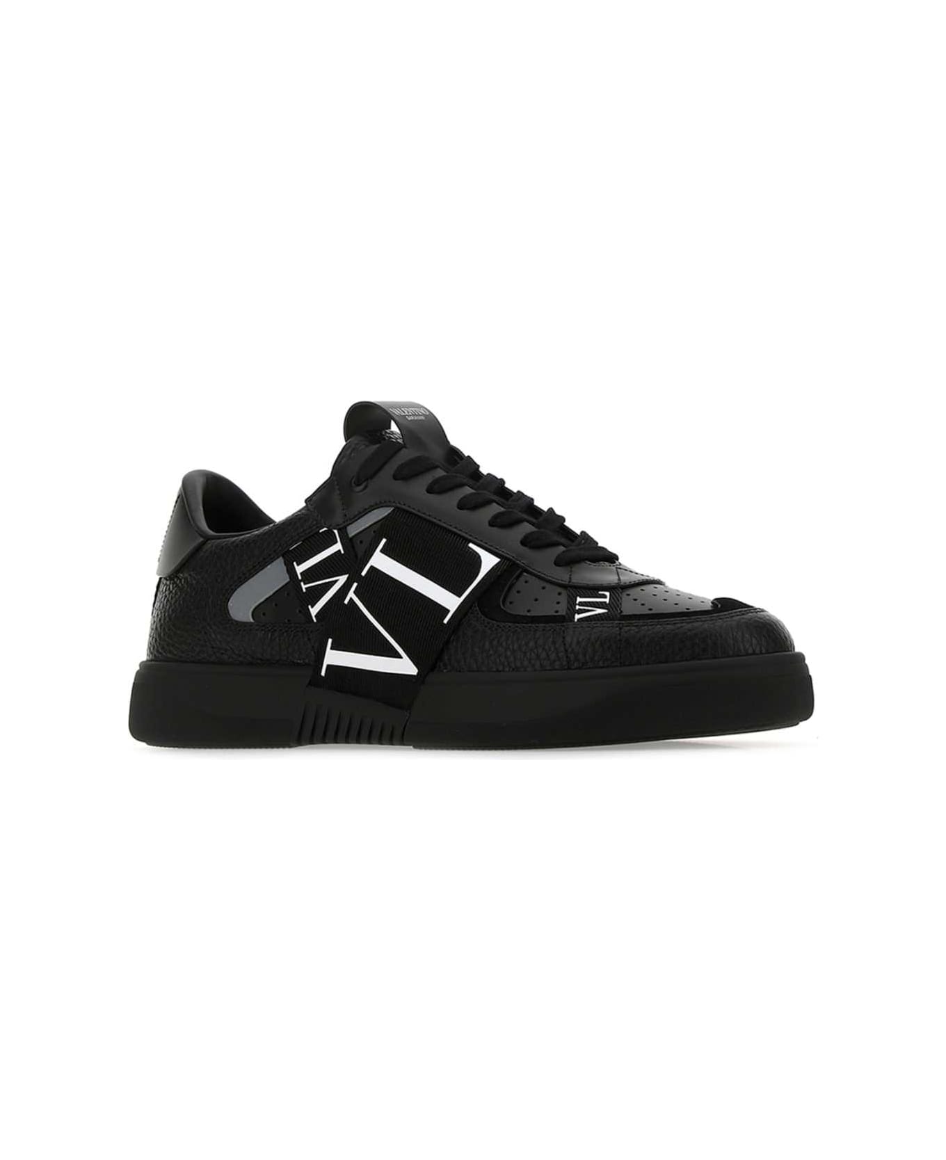 Valentino Garavani Black Leather Vl7n Sneakers - NERO