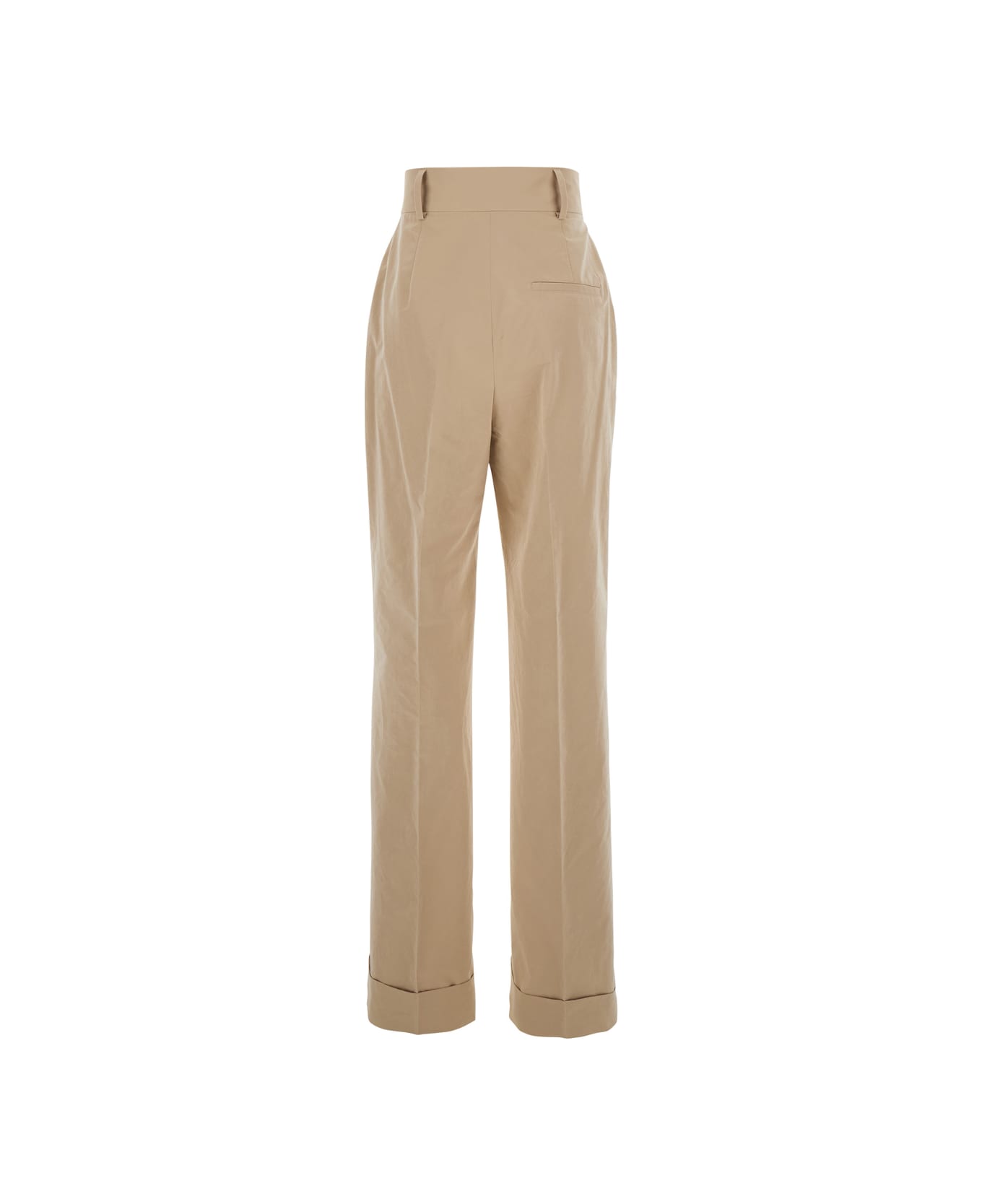 Philosophy di Lorenzo Serafini Beige Pants With Cuffs And Pleated Details In Cotton Woman - Beige