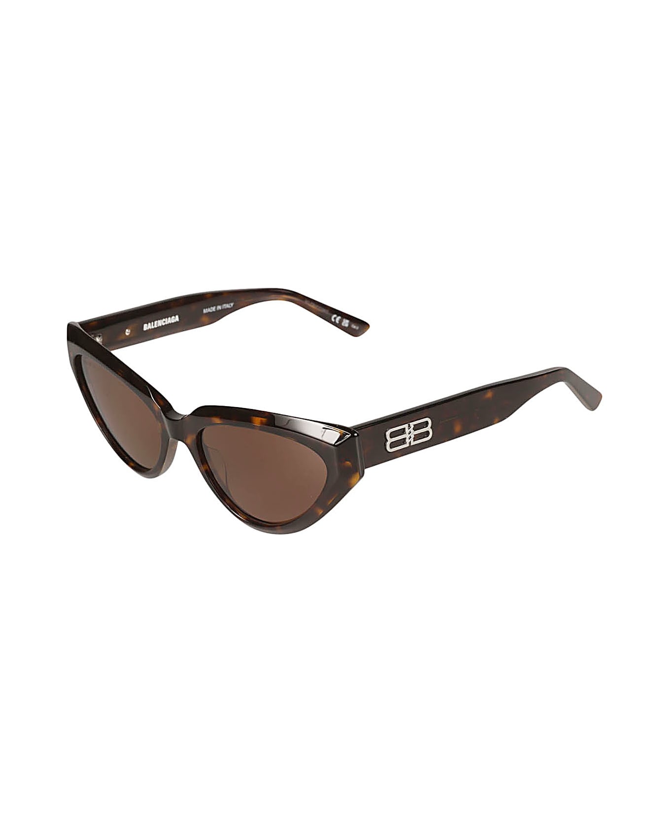 Balenciaga Eyewear Bb Plaque Cat Eye Frame Sunglasses - Havana/Brown