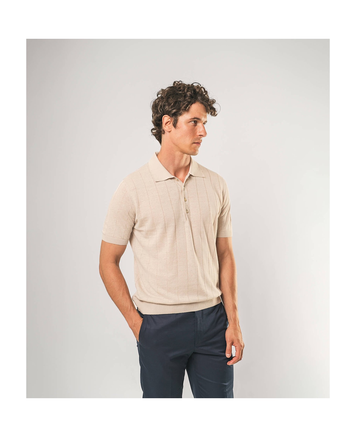 Larusmiani Linen And Cotton Polo Saint Tropez Sweater - Beige