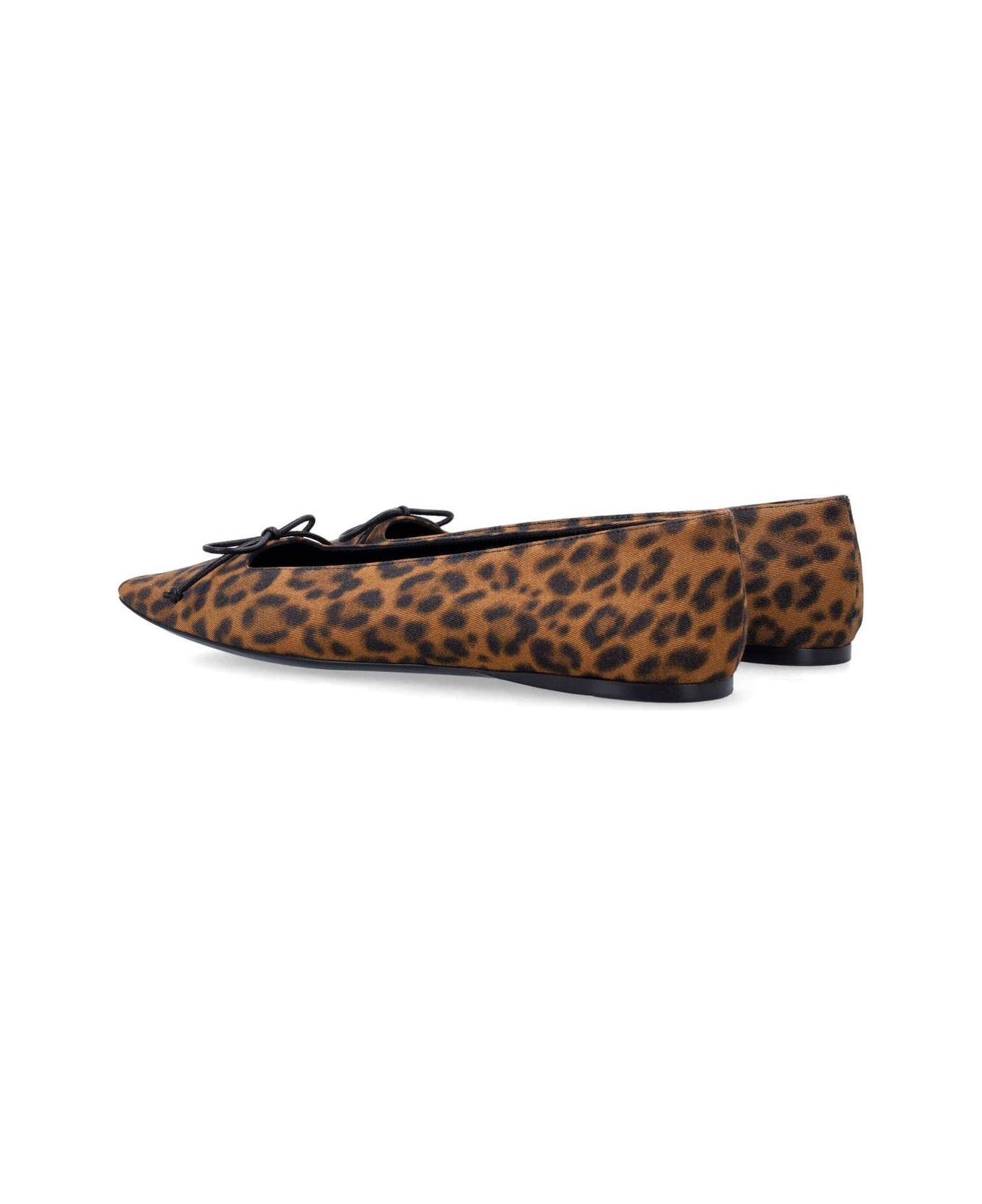 Saint Laurent Poppy Square Toe Ballerinas - MANTO NATURALE/NERO