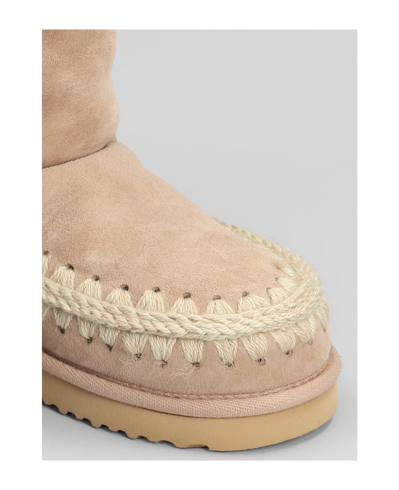 Mou Eskimo 24 Low Heels Ankle Boots In Camel Suede - Camel