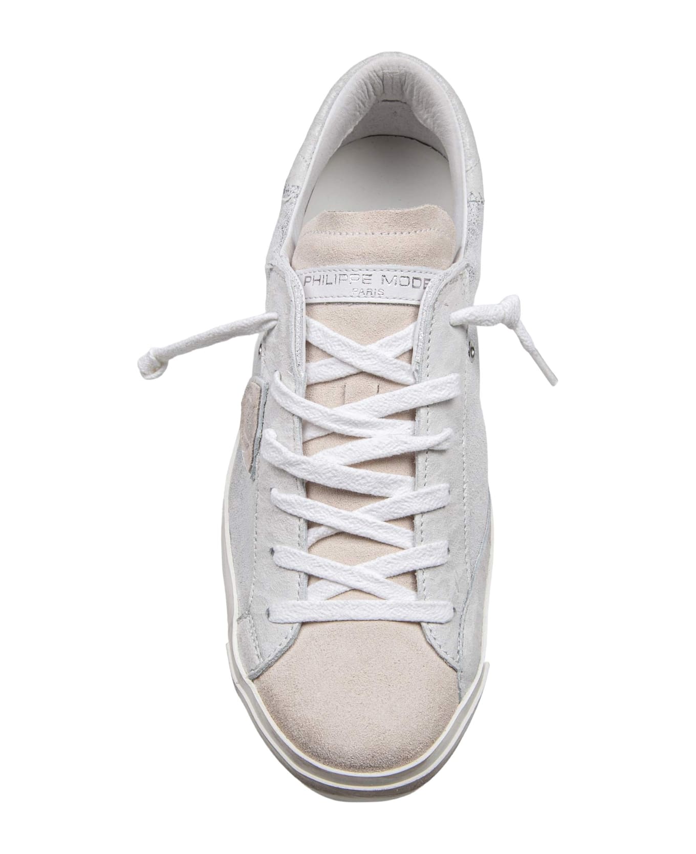 Philippe Model Sneakers Prsx Low In Laminated Leather Silver - metal