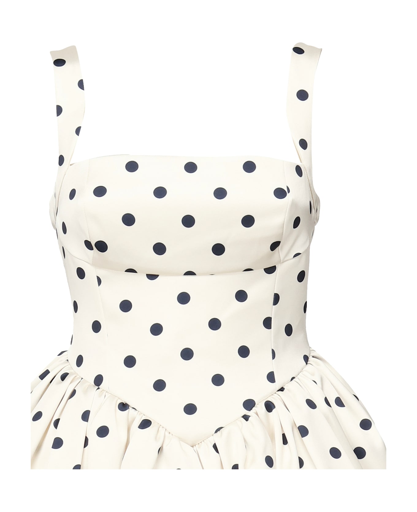 self-portrait Polka Dot Satin Mini Dress - White