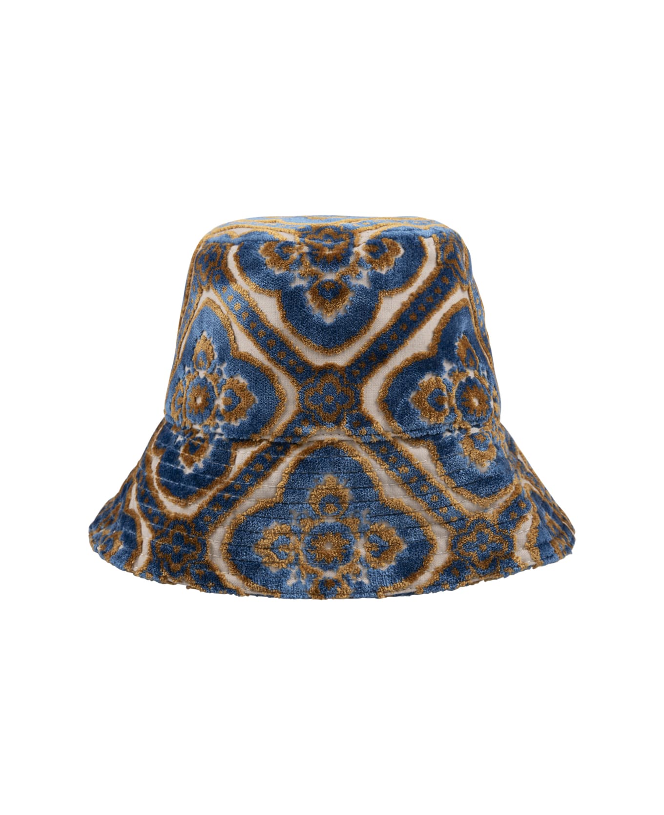 Etro Denim Jacquard Bucket Hat in Navy Blue