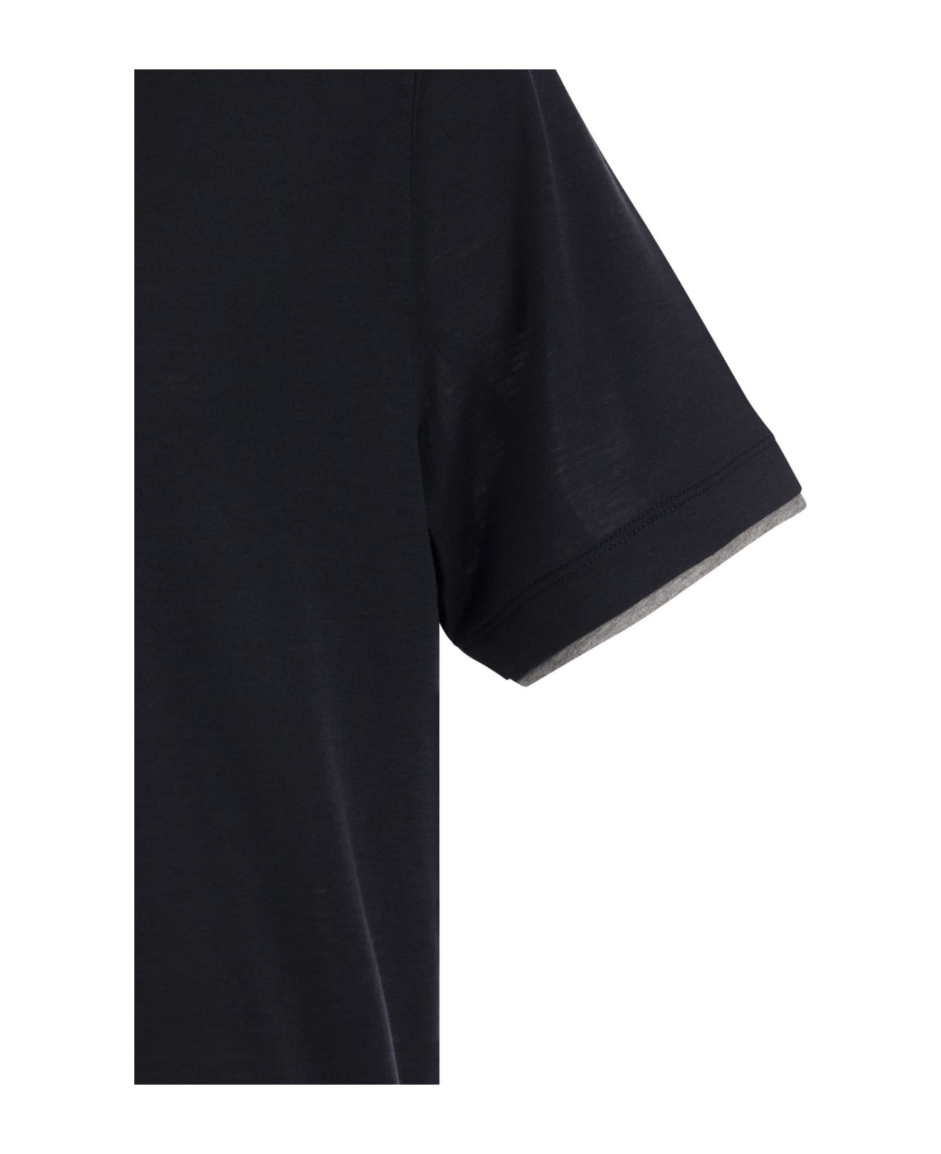 Brunello Cucinelli Layered-effect T-shirt In Silk And Cotton - Blue