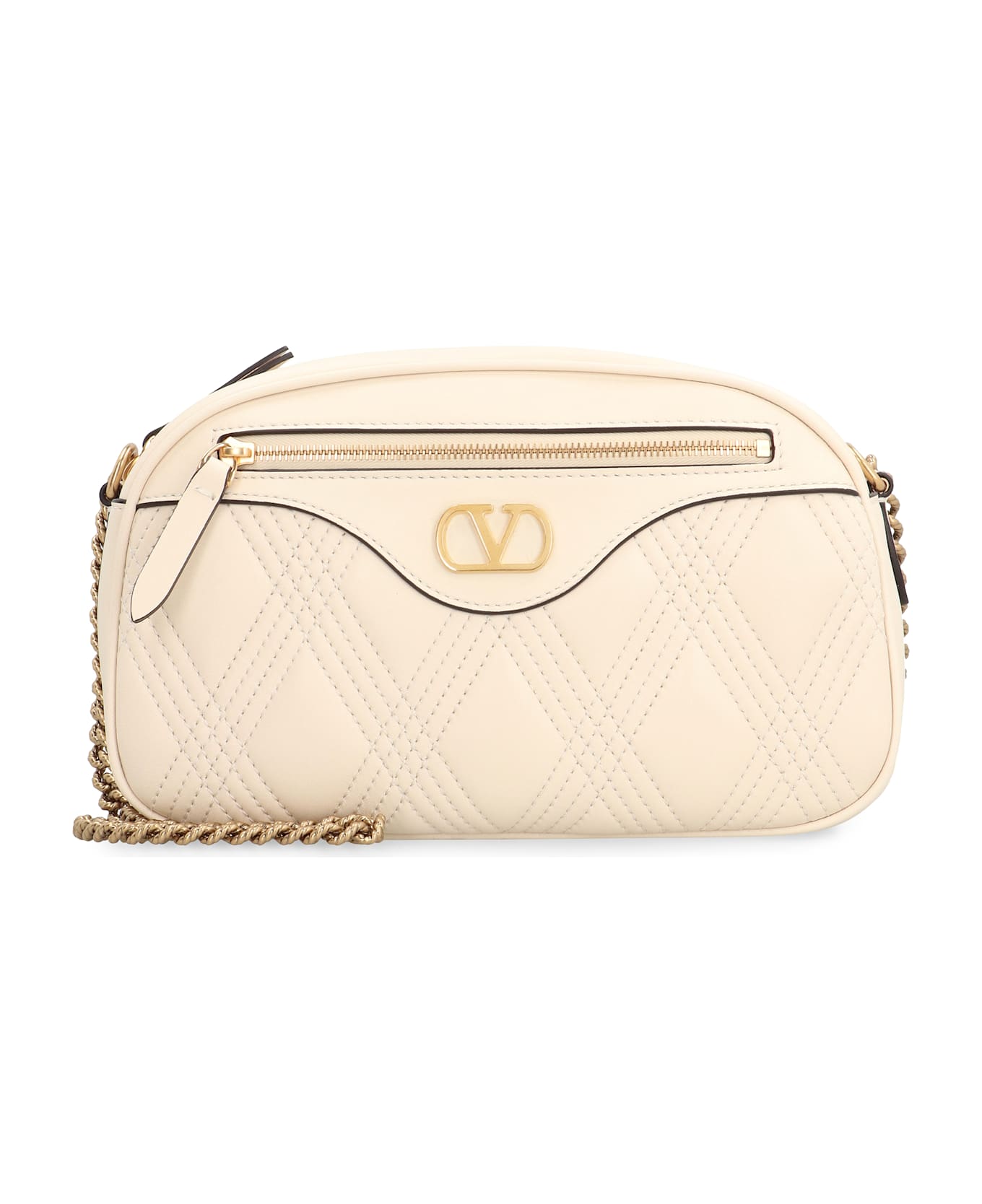 Valentino Garavani Quiltie 67 Leather Shoulder Bag - Ivory