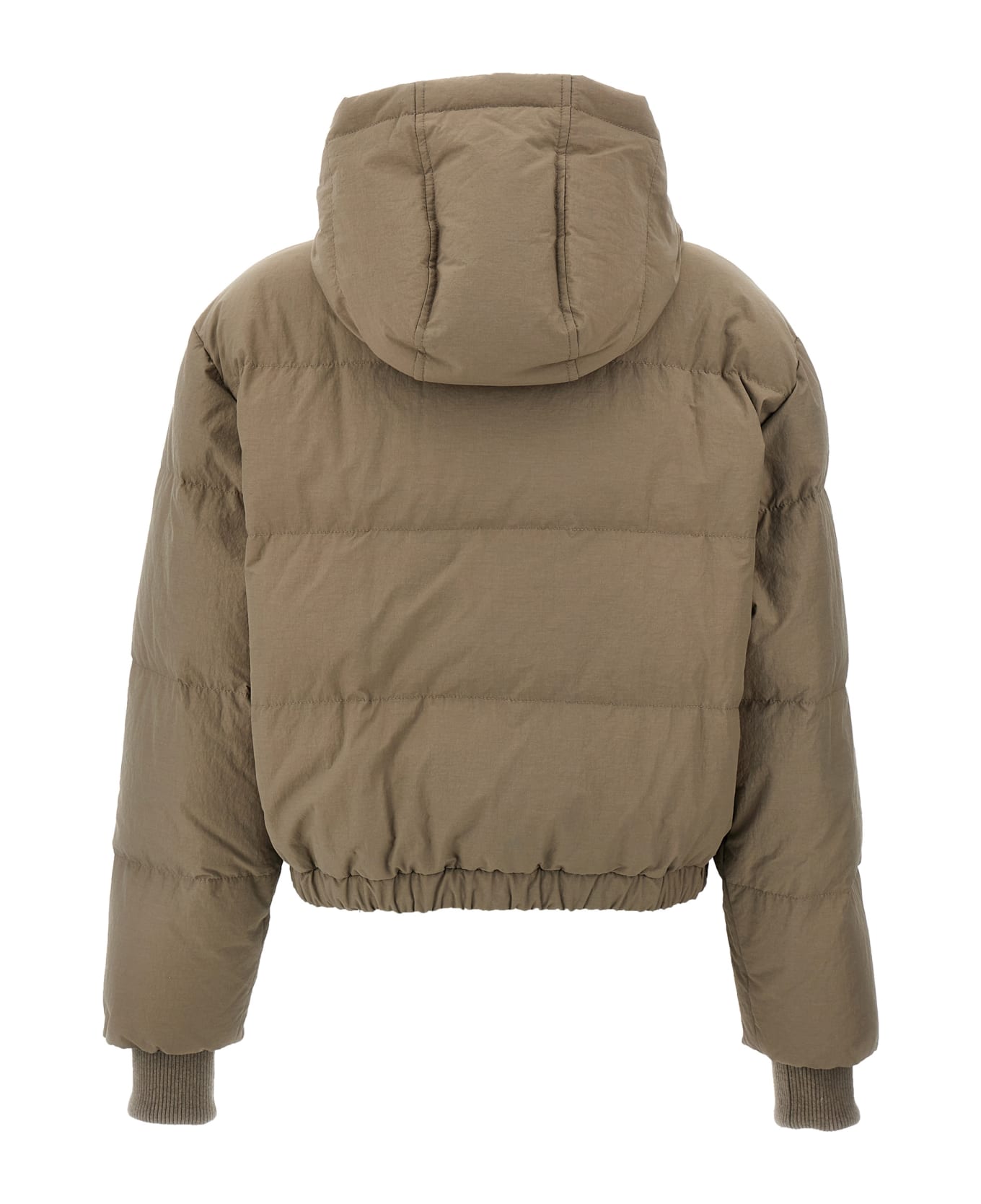 Brunello Cucinelli Hooded Knit Insert Down Jacket - NEUTRALS