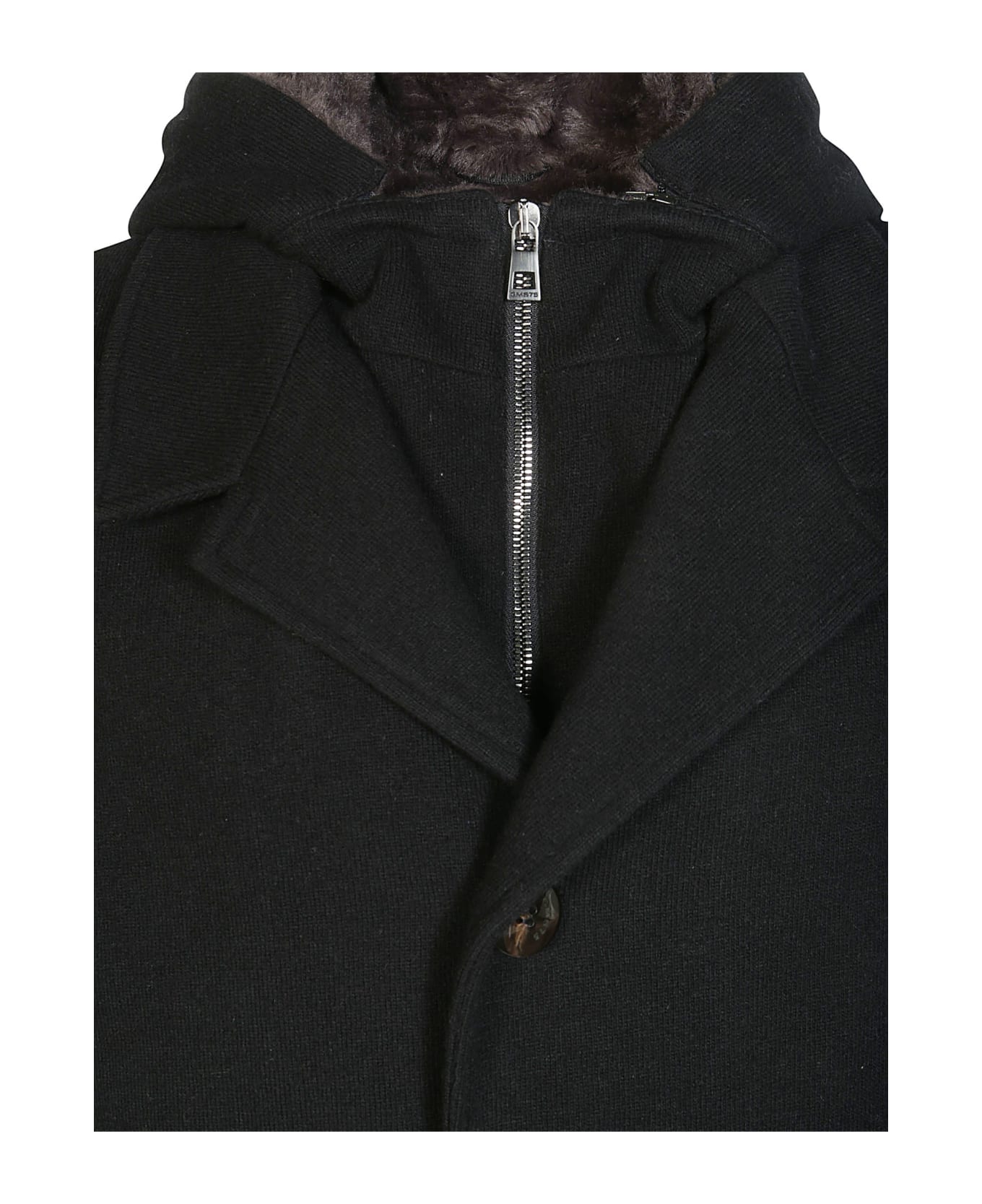 Gimo's Capp Davan Stacca Fur Coat With Applied Pocket Wool - BLACK