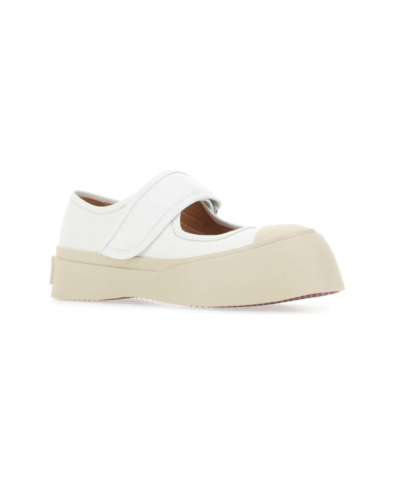 Marni White Leather Mary Jane Sneakers - 00W01 ウェッジシューズ