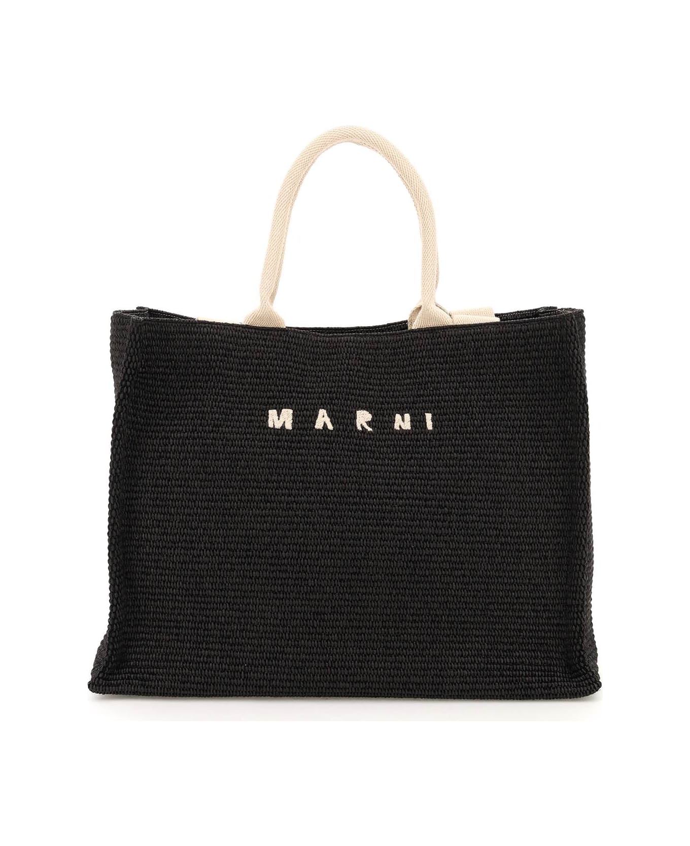 Marni Raffia Large Shopping Bag - Nero トートバッグ