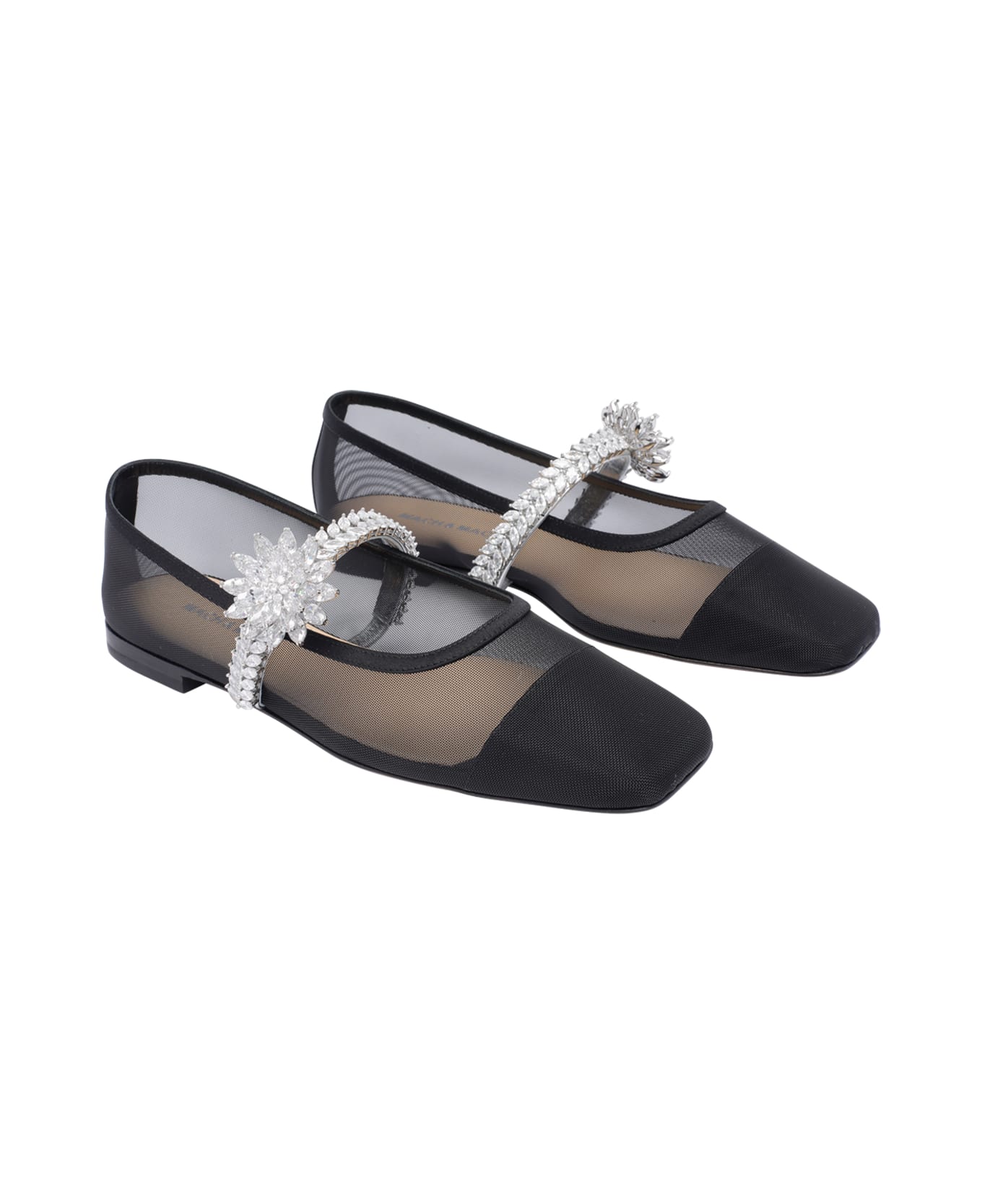 Mach & Mach Lotus Flower Mesh Flat - Black