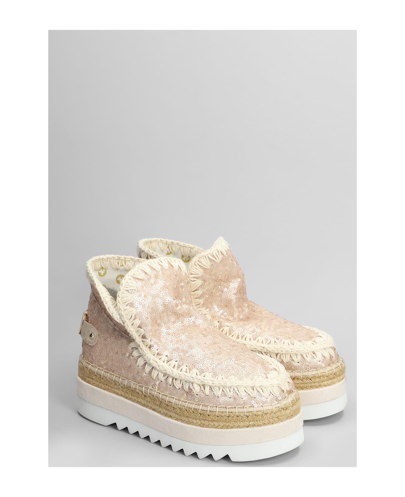 Mou Eskimo Jute Eva Low Heels Ankle Boots In Rose-pink Synthetic Fibers - rose-pink