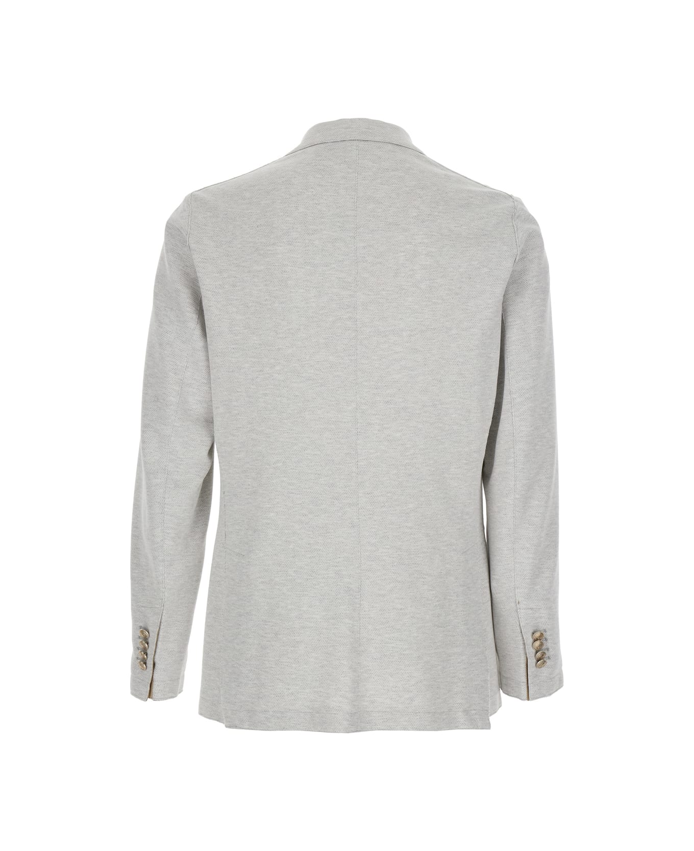 Eleventy Grey Double-breasted Jacket With Peak Revers And Rear English Vent In Viscose Blend Stretch Man - Grey
