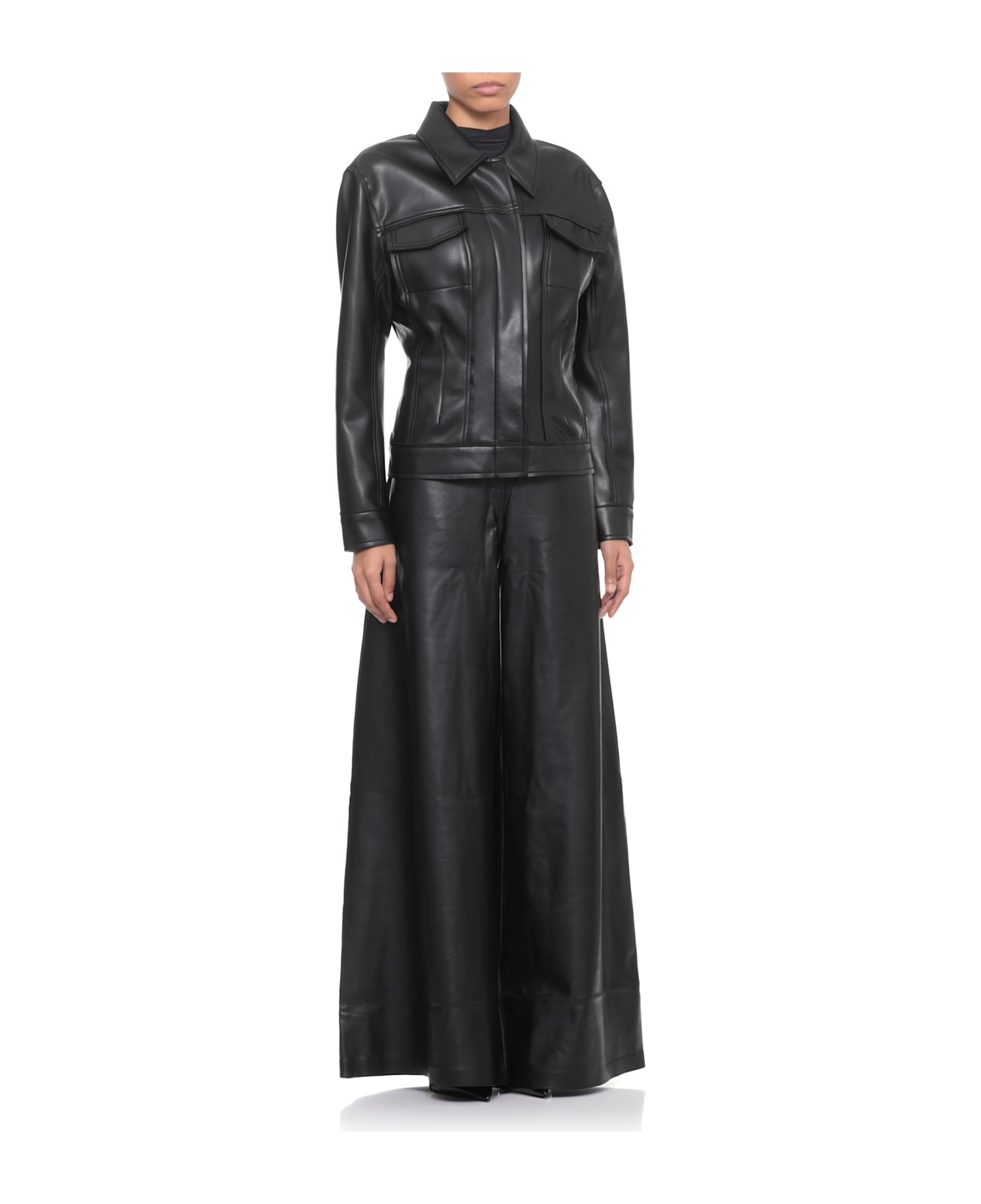 Norma Kamali Synth Leather Jacket - Black
