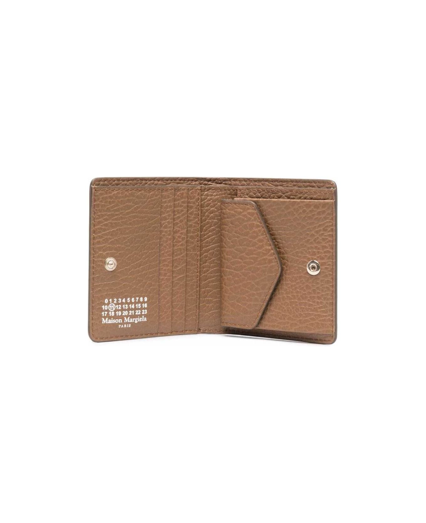 Maison Margiela Beige Bi-fold Wallet In Grainy Leather Woman Maison Margiela - Beige