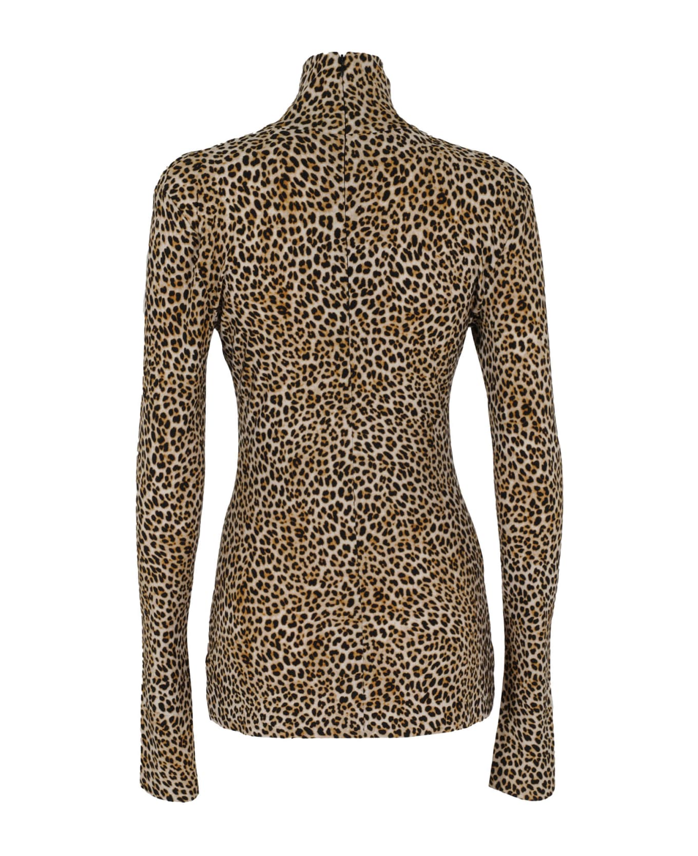 Norma Kamali Slim Fit Long Sleeve Turtle - Bb Leopard
