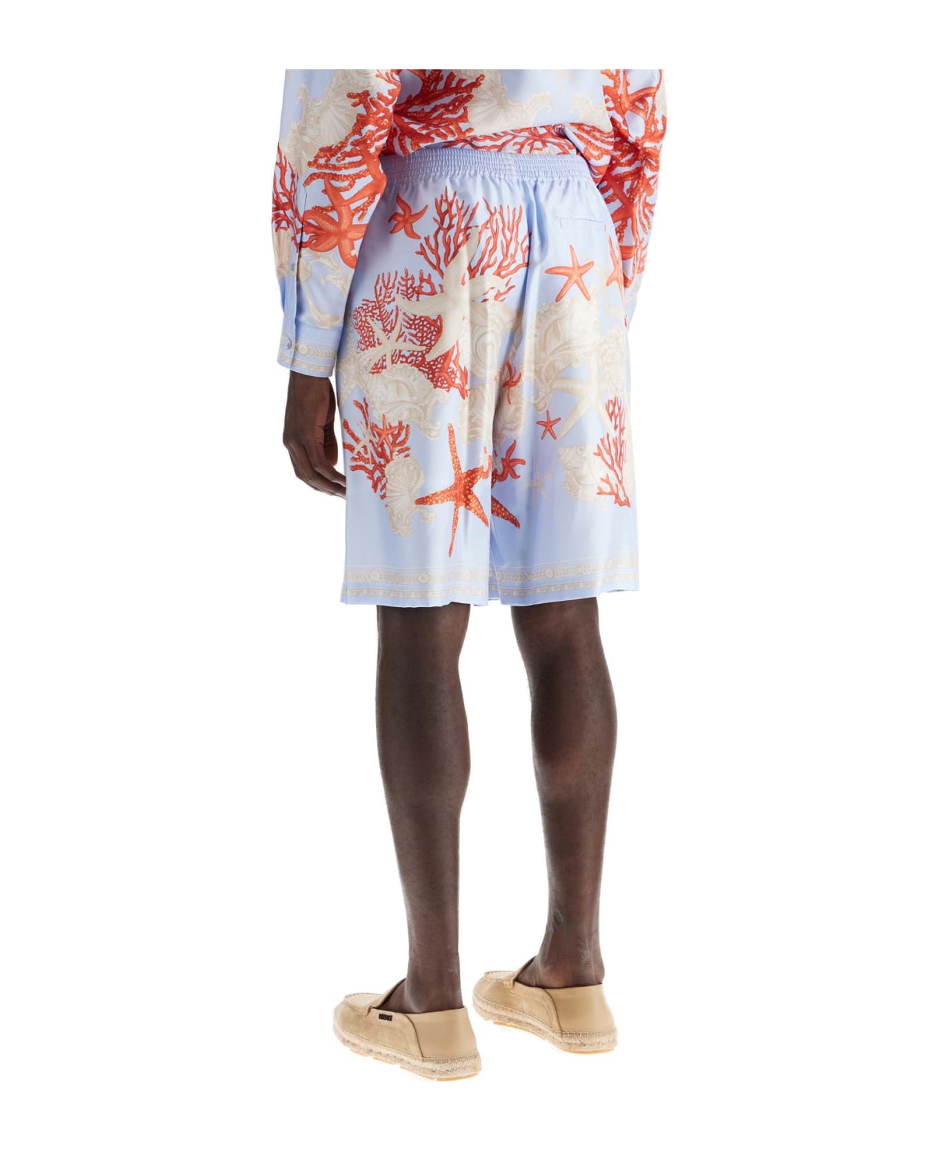 Versace Baroque Silk Bermuda Set - BLUE HYDRANGEA+CORAL+BONE (Light blue)