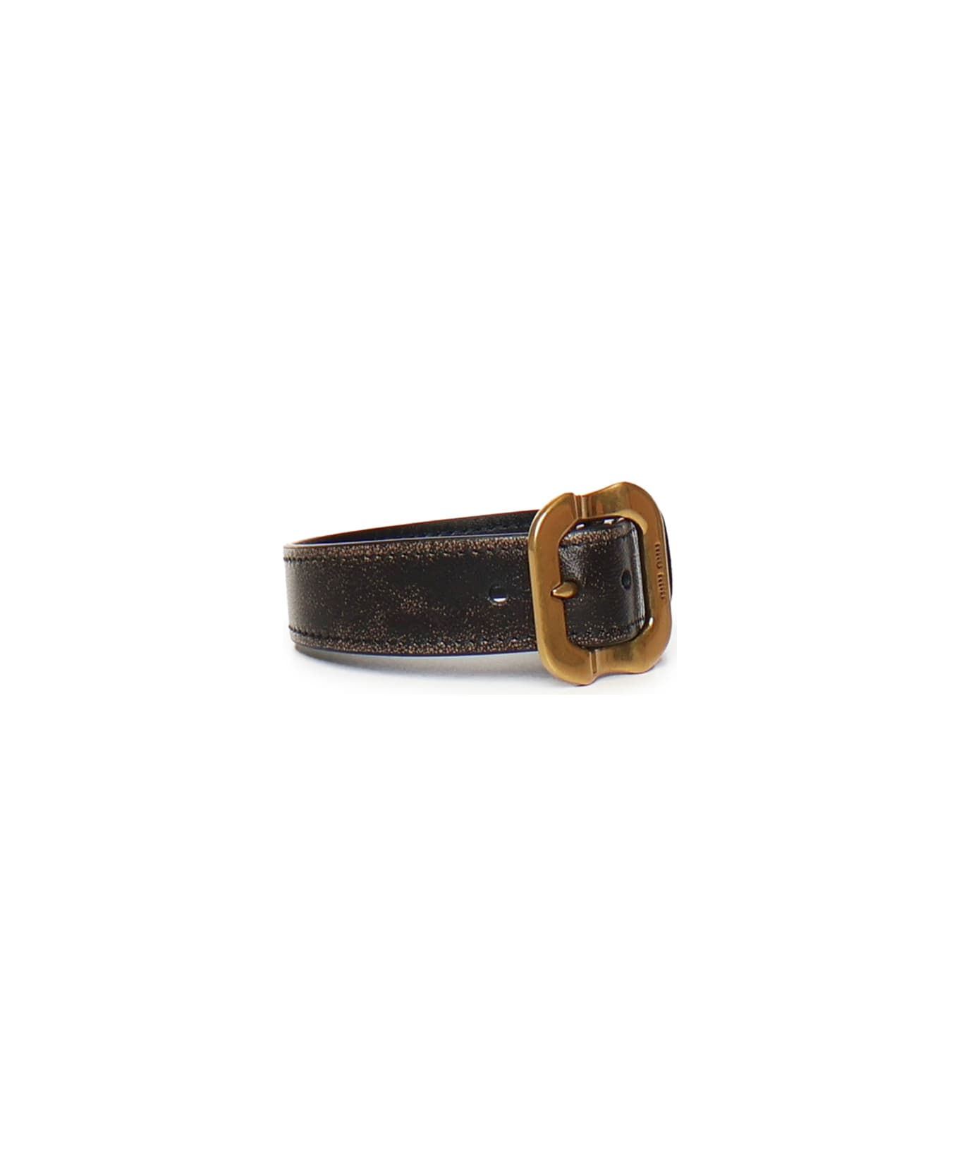Miu Miu Leather Bracelet With Buckle - Coffee