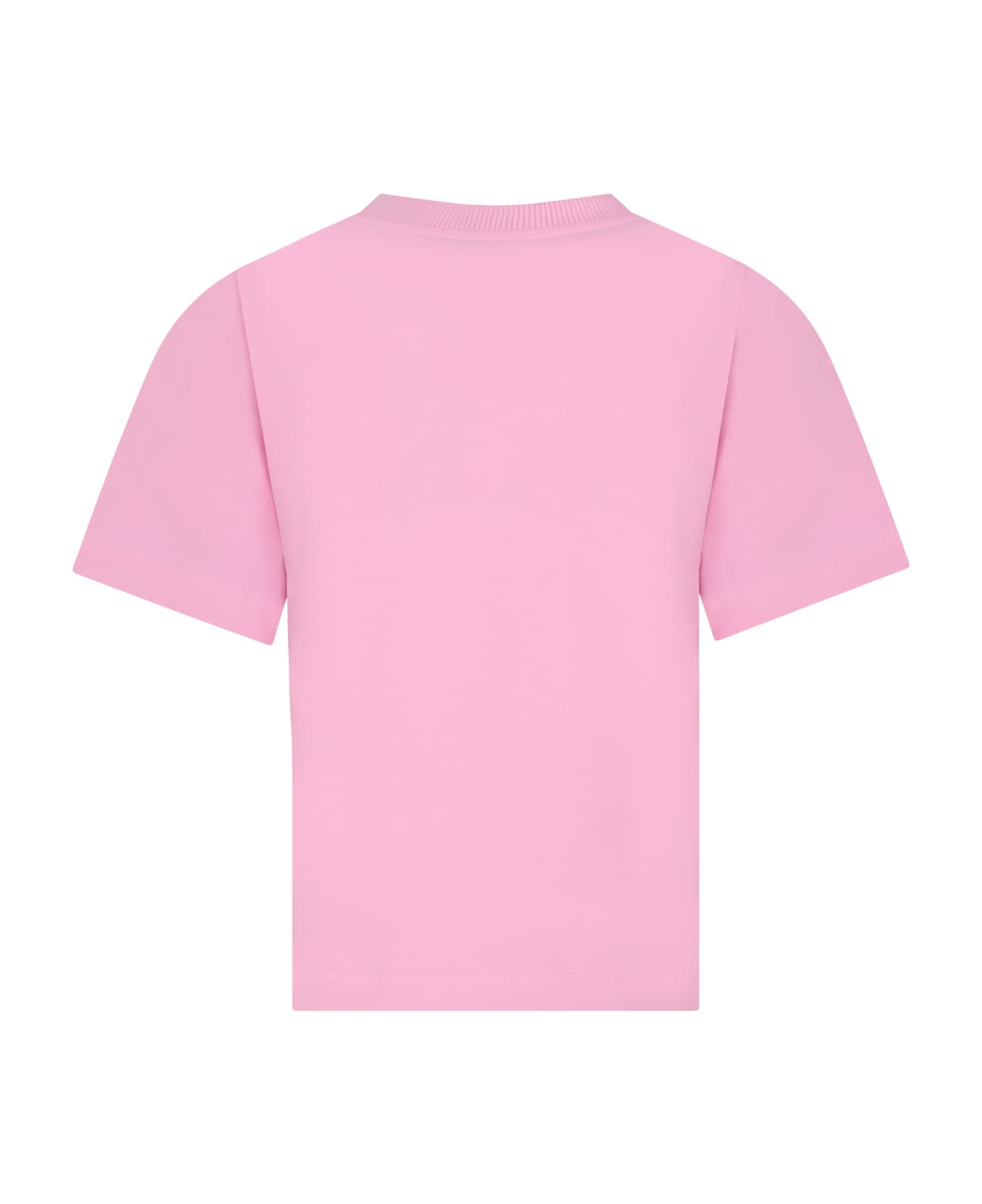 Moschino Pink T-shirt For Kids With Multicolor Print And Logo - Pink