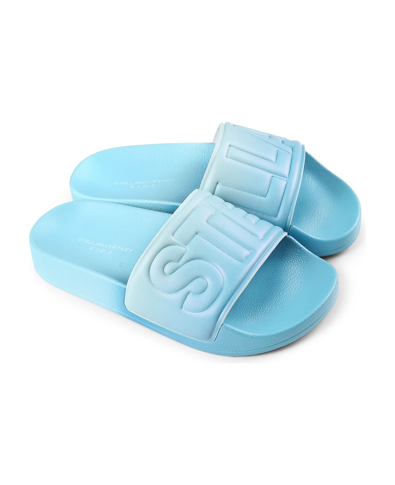 Stella McCartney Kids Light Blue Slippers For Boy With Logo - Light Blue