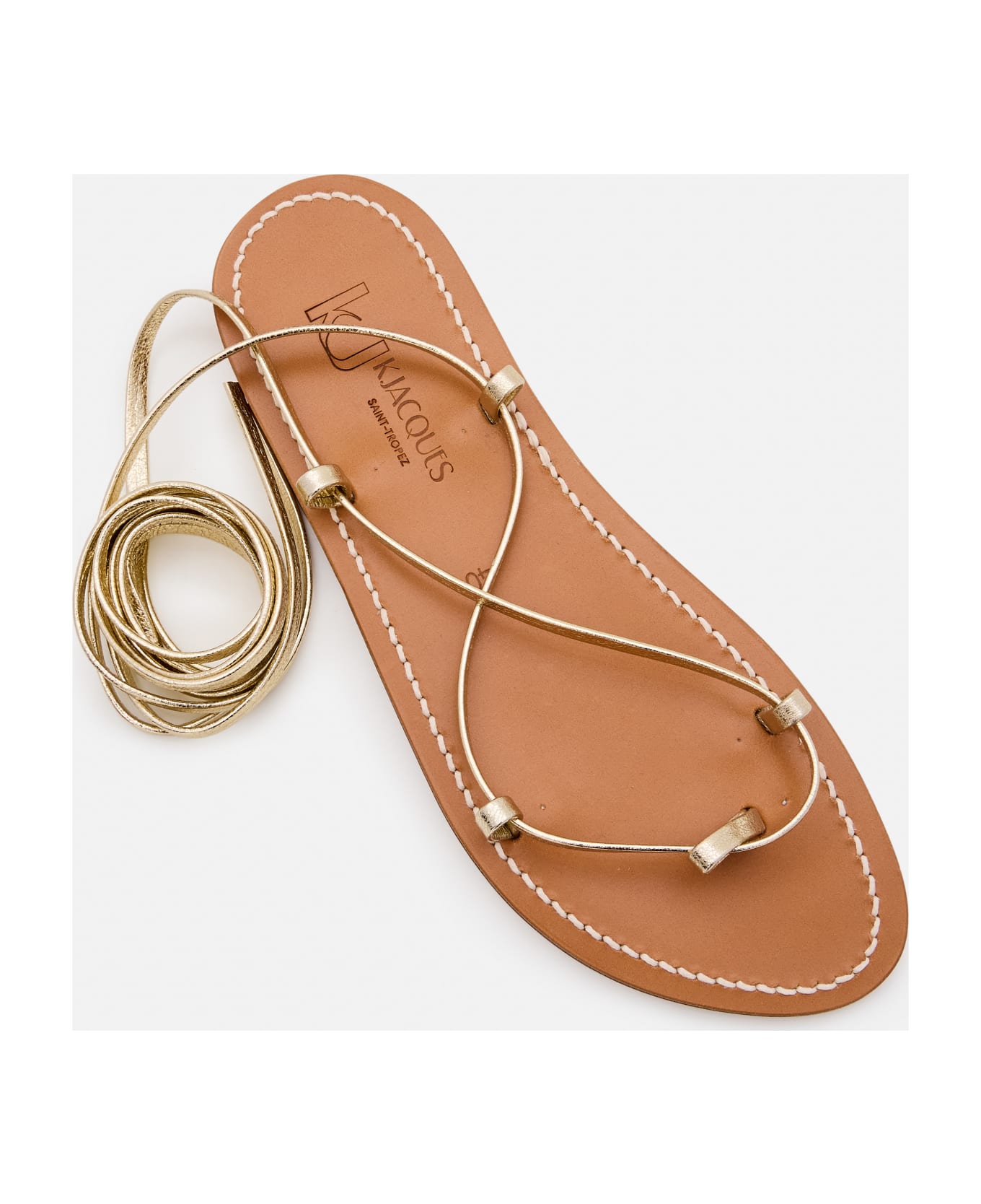 K.Jacques Bikini Leather Sandals - Golden
