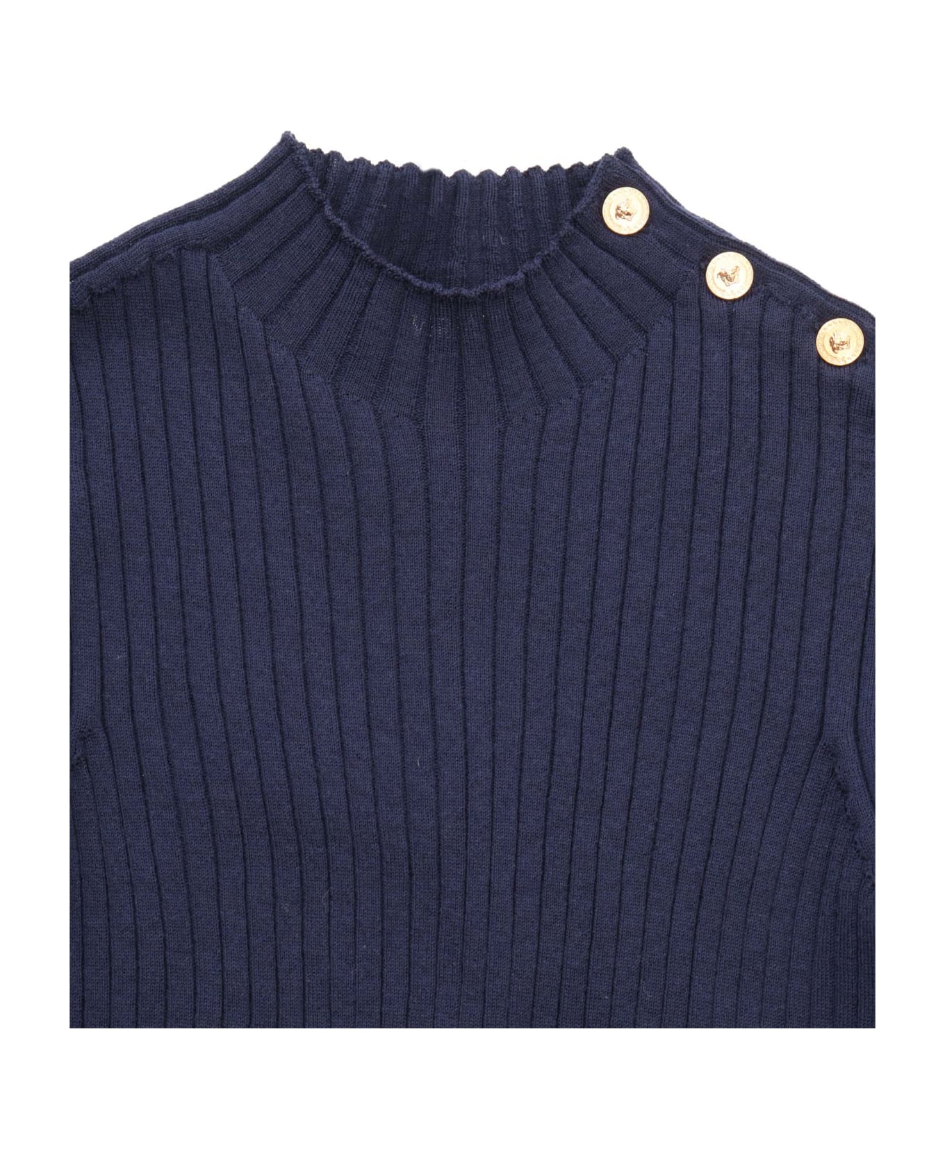 Versace Blue Ribbed Sweater - BLUE