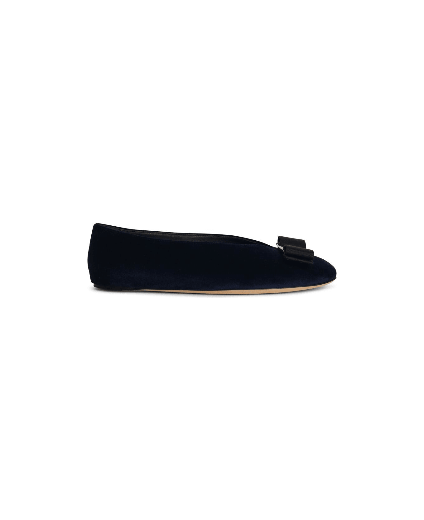 Ferragamo 'vanna' Blue Suede Ballet Flats - Blue