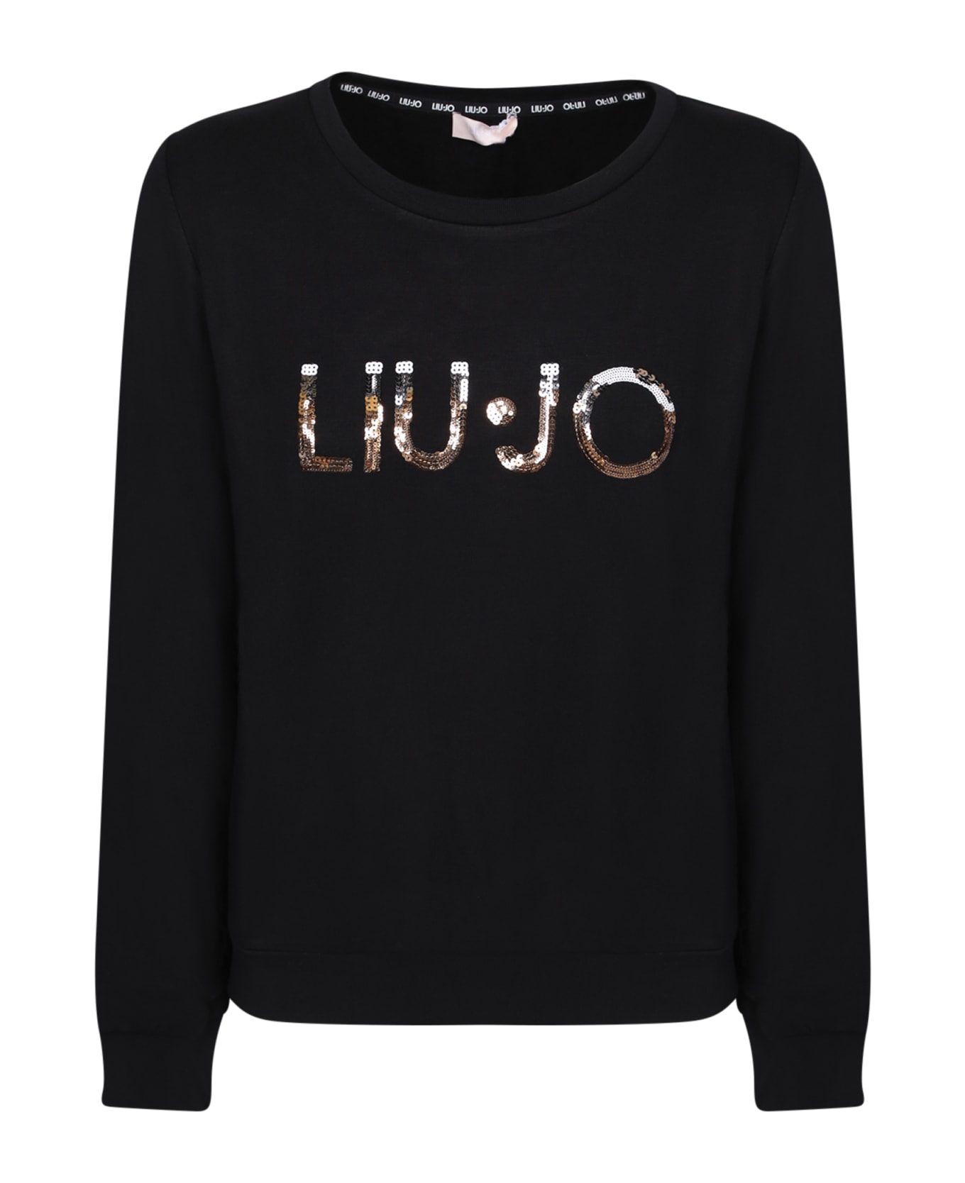 Liu-Jo Sequin Logo Black Sweatshirt By Liu Jo - Black