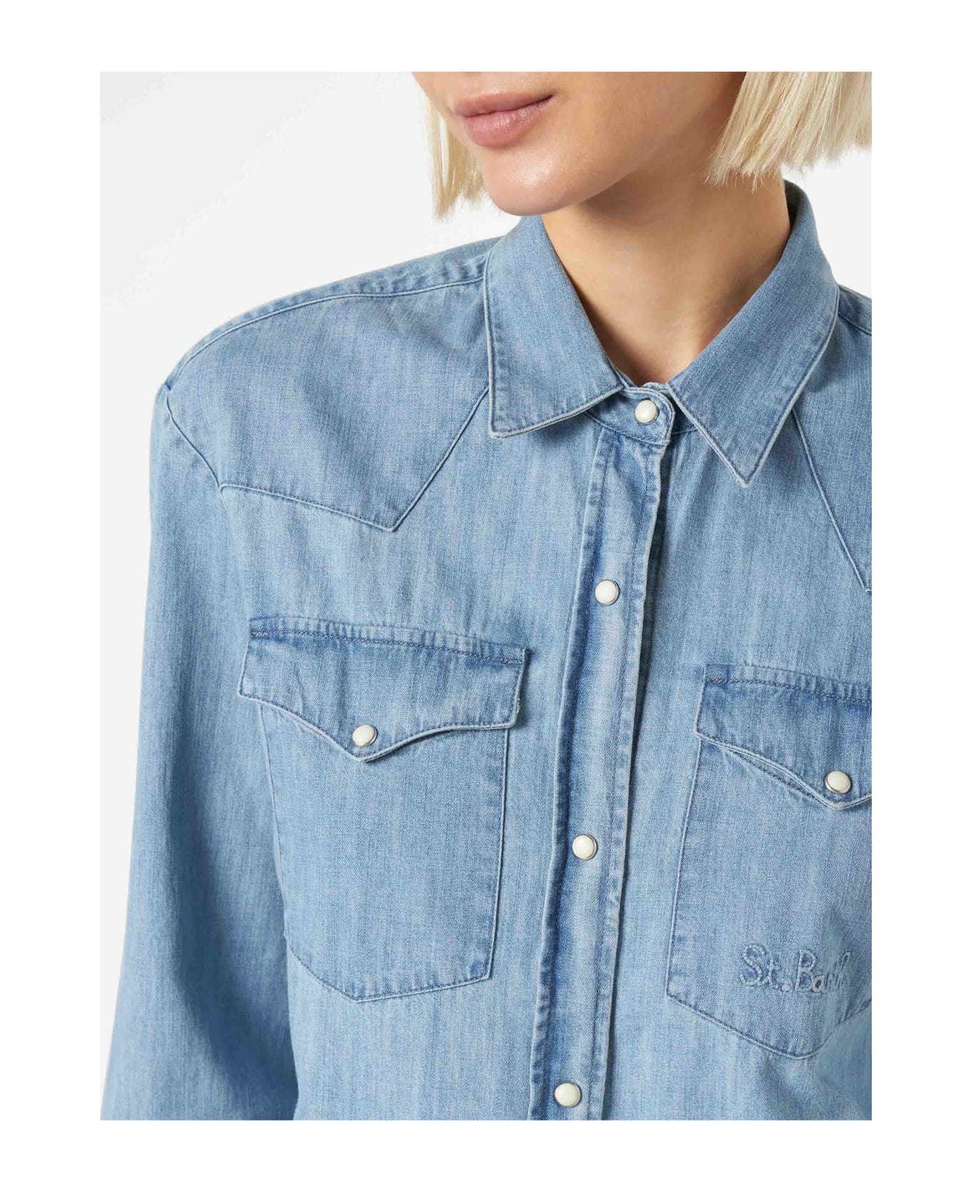 MC2 Saint Barth Woman Denim Shirt - BLUE