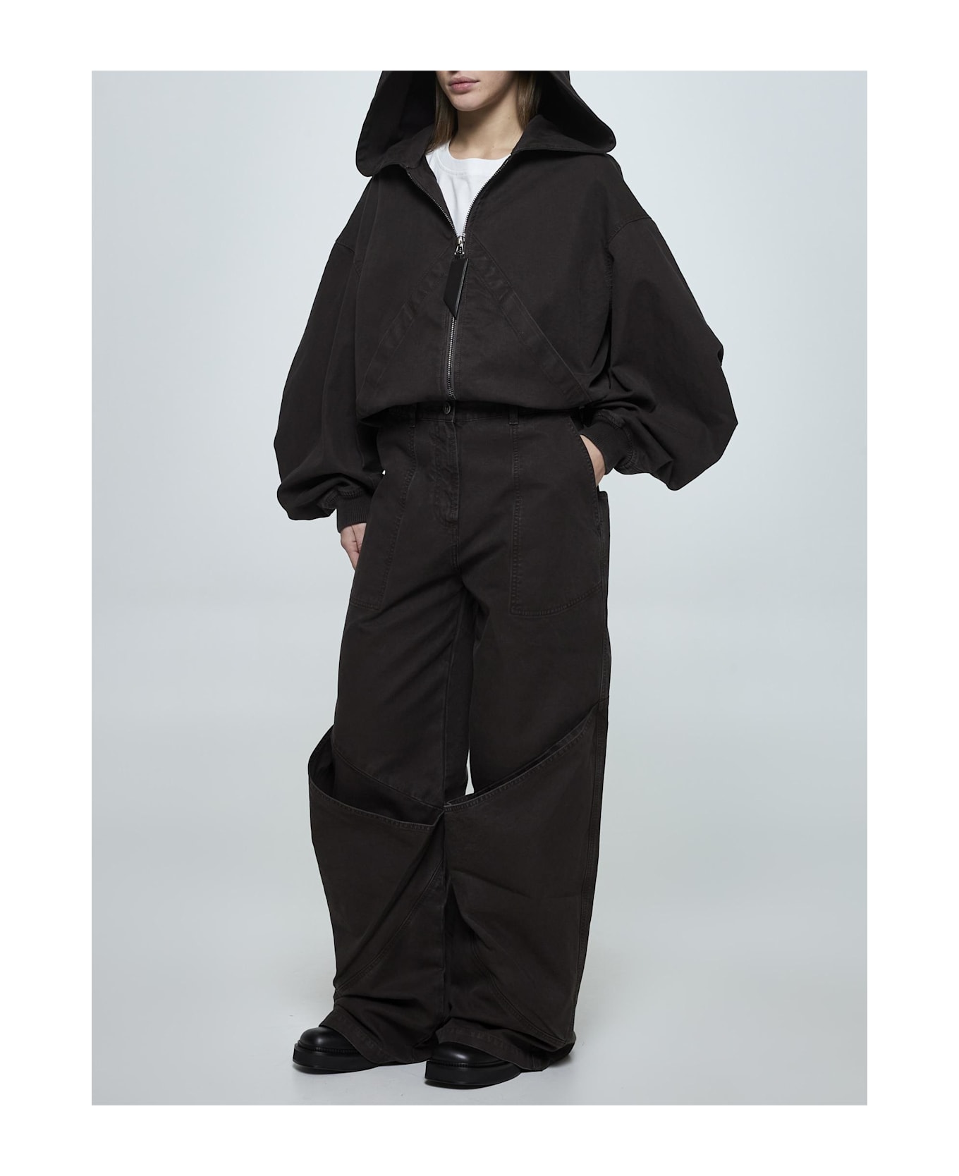 The Attico Oversized Cotton Bomber Jacket - Brown