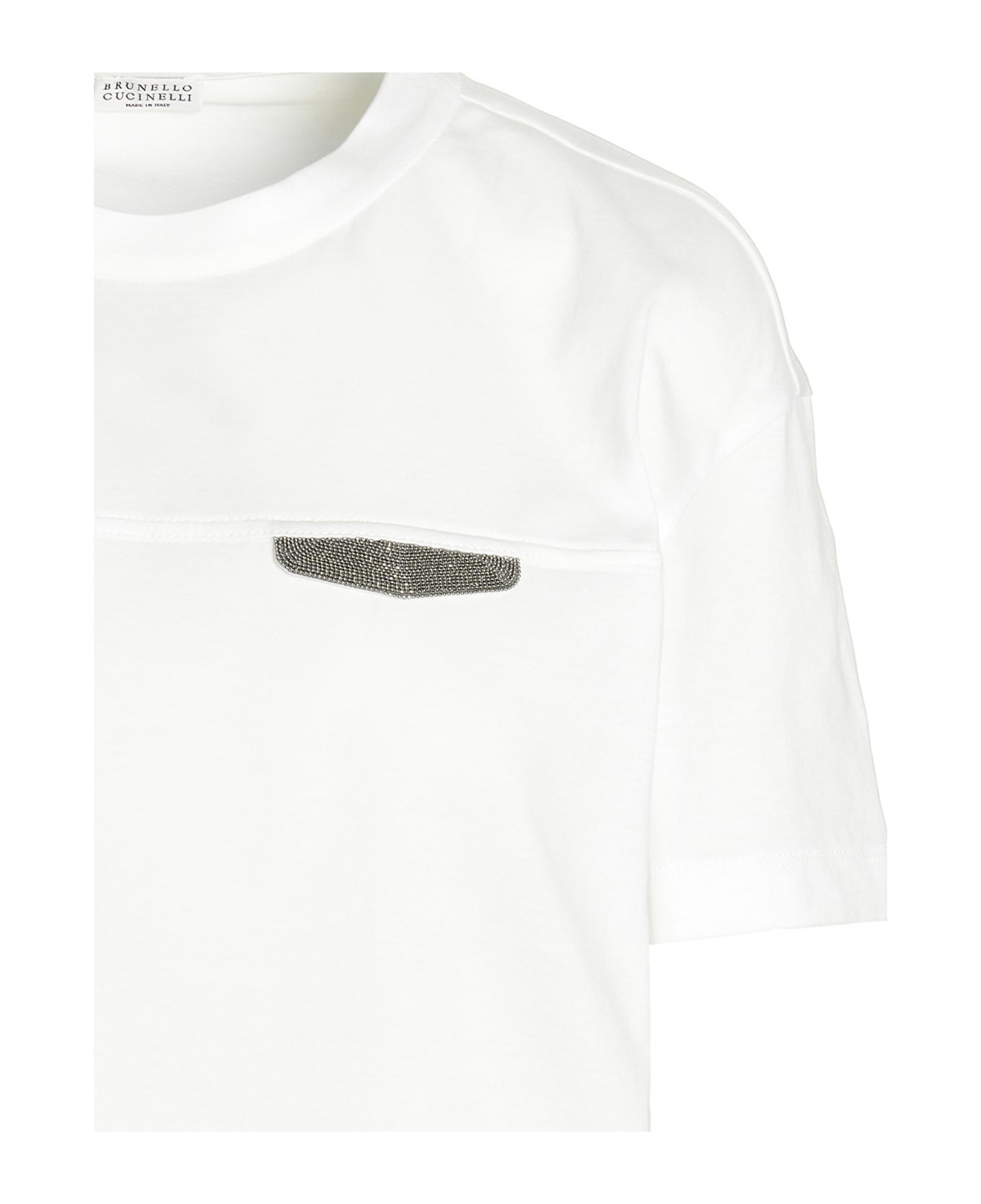 Brunello Cucinelli 'monile' Crewneck Detail T-shirt - Bianco