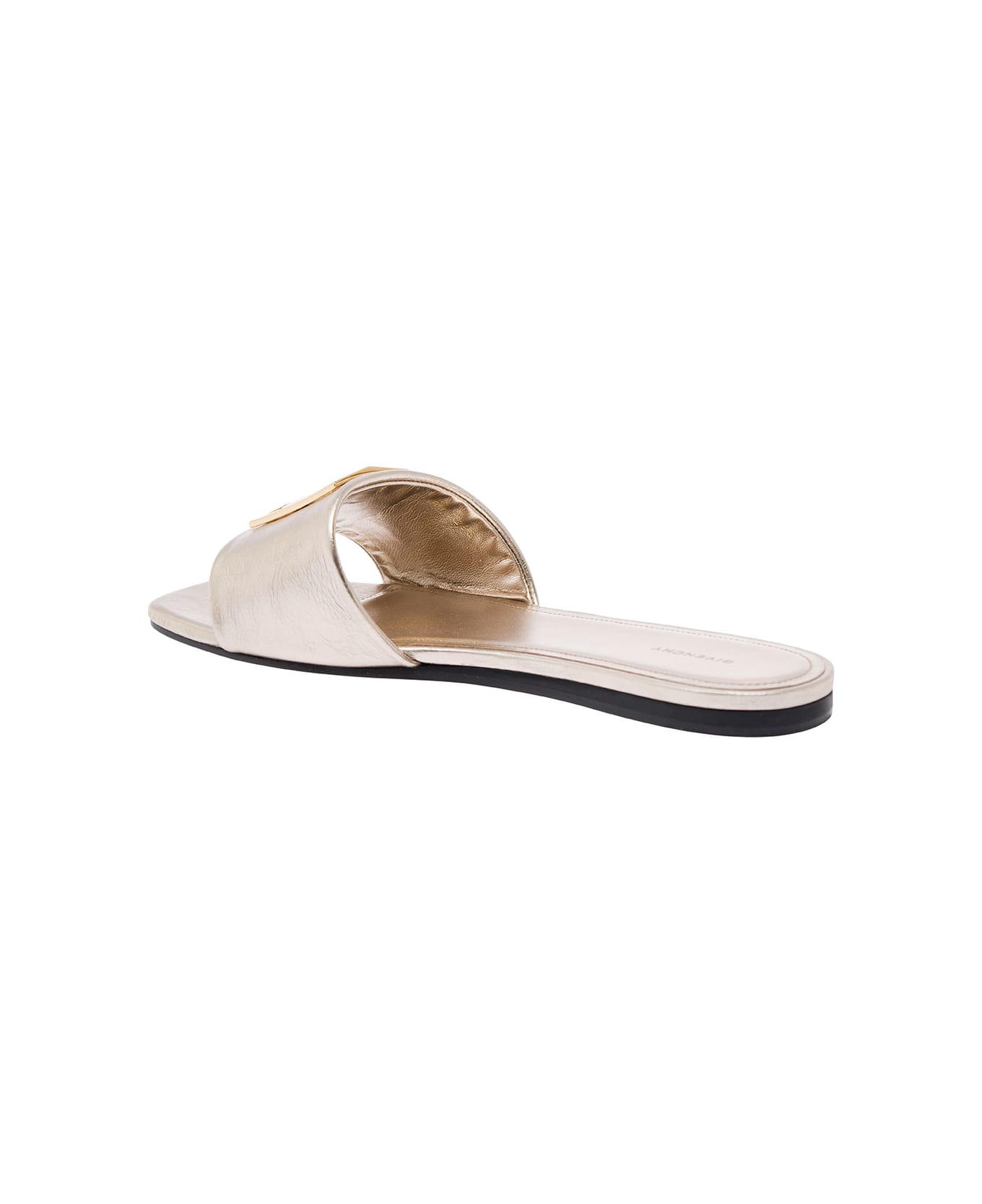 Givenchy Silver Flat Sandals With 4g Detail In Metallic Leather Woman - DUSTY GOLD サンダル