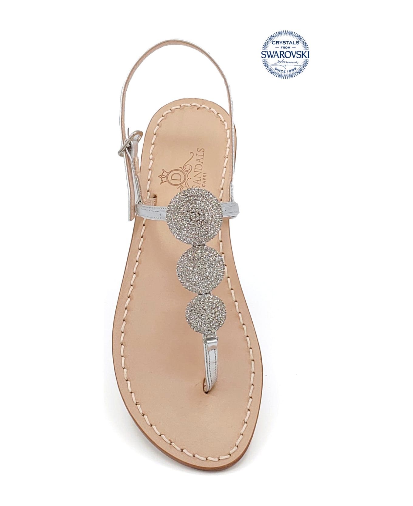 Dea Sandals Fari Di Capri Jewel Flip Flops Sandals - silver, natural crystal