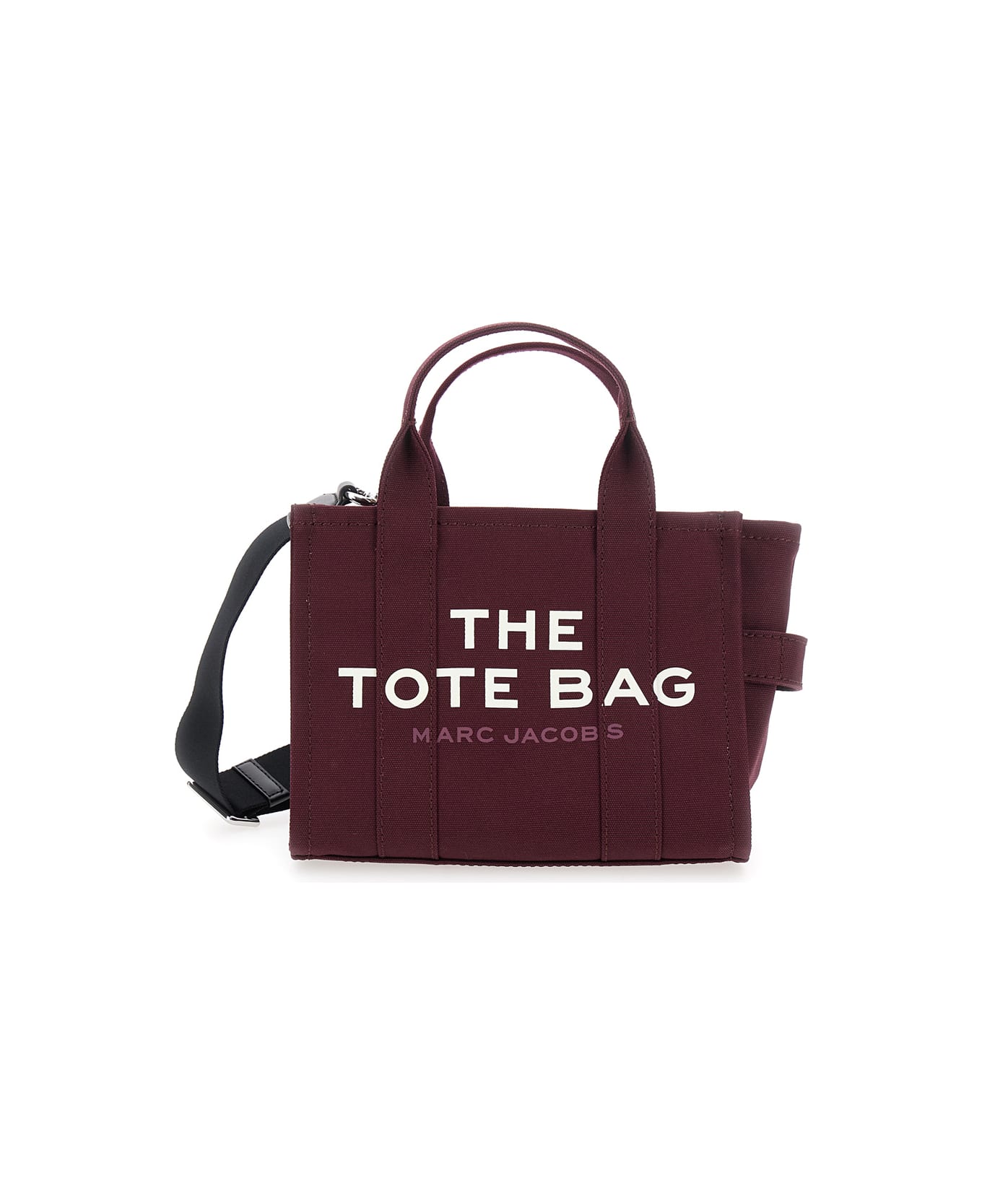 Marc Jacobs 
the Small Tote
 Bordeaux Handbag With Logo Lettering On The Front In Cotton Woman - Bordeaux