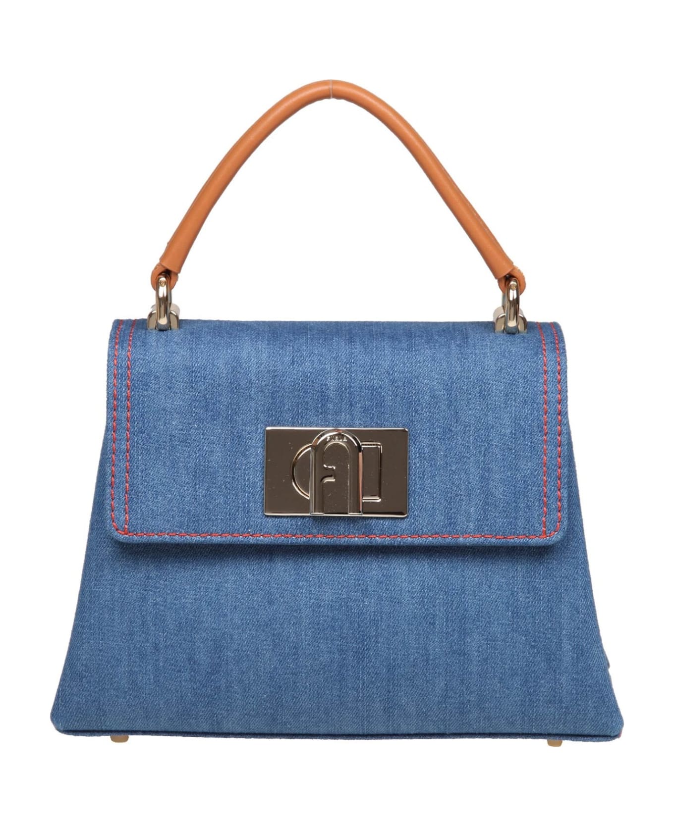 Furla 1927 Mini Handbag In Blue Jeans Fabric - S Mediterraneo トートバッグ