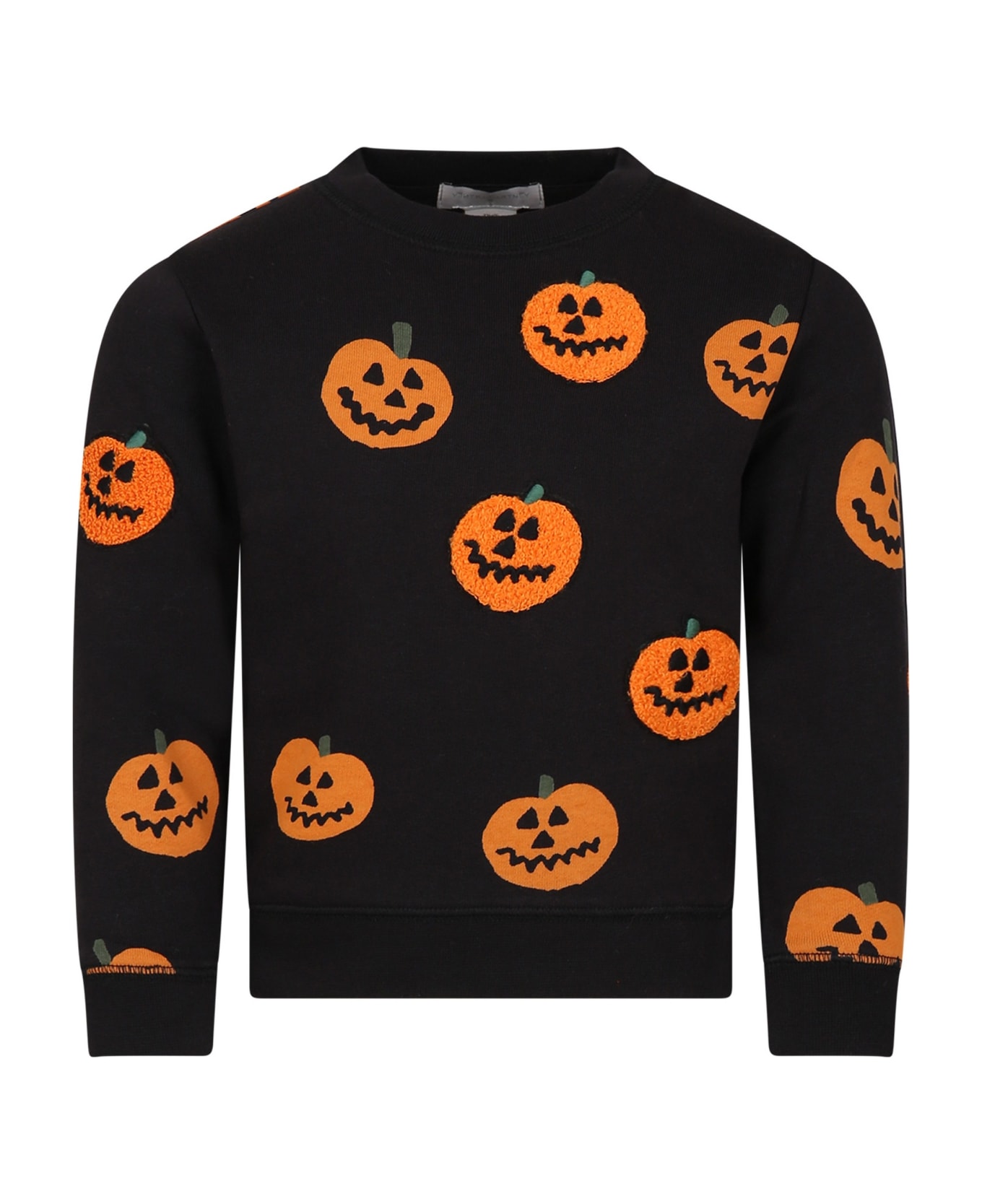 Stella McCartney Kids Black Sweatshirt For Boy With Pumpkins - Black