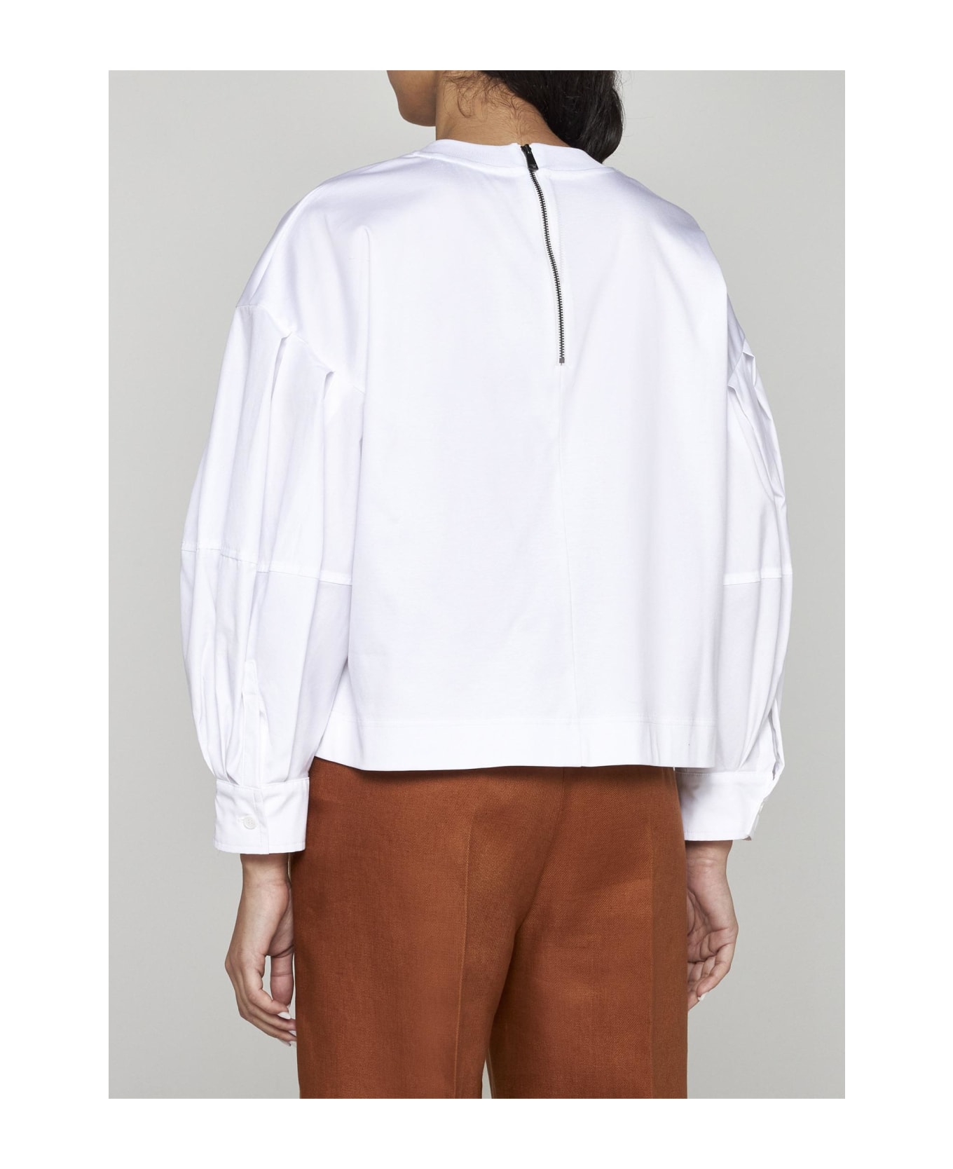 Max Mara Dolly Cotton Cropped Sweatshirt - White フリース