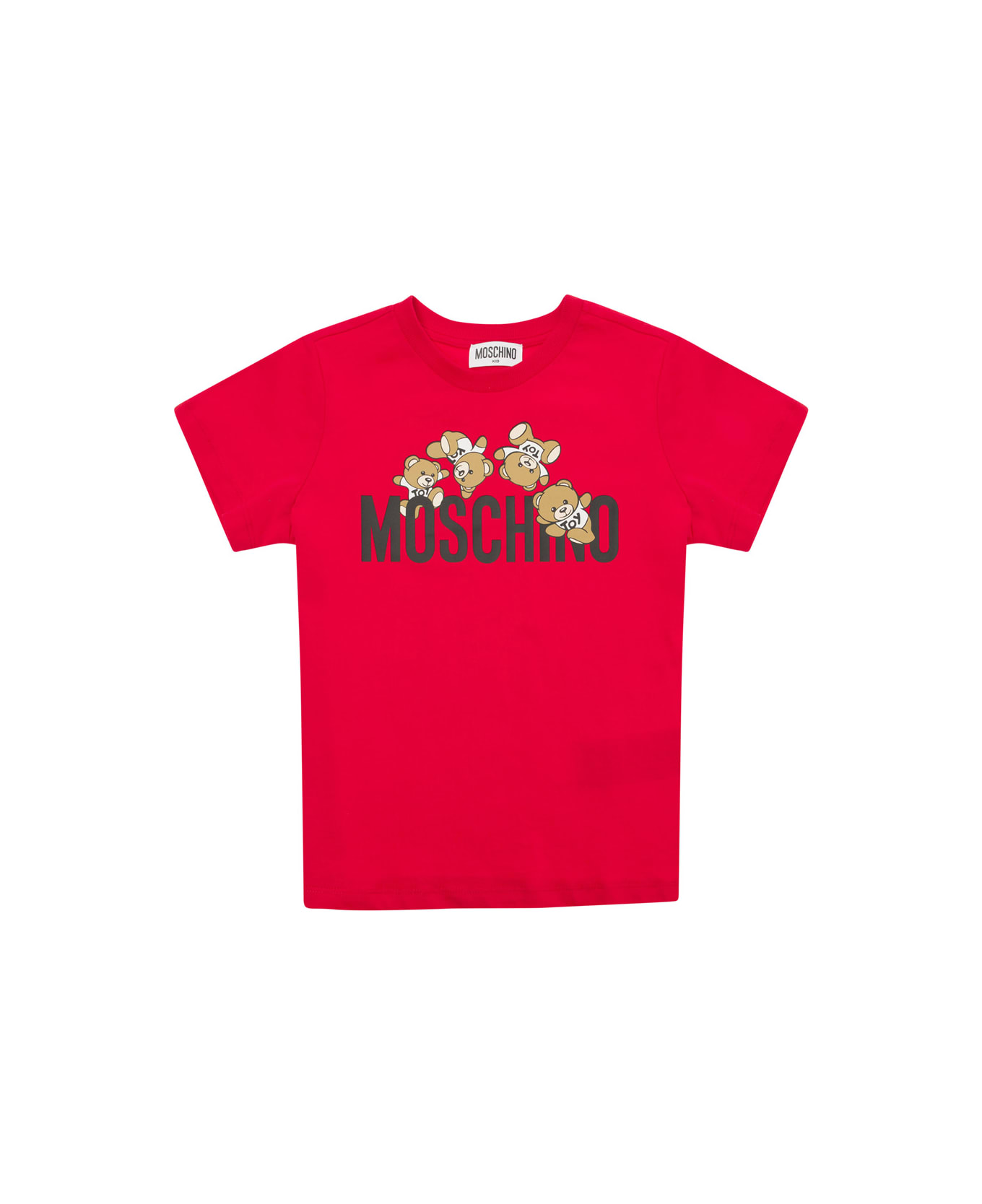 Moschino Red Crewneck T-shirt With Logo Print In Cotton Boy - RED