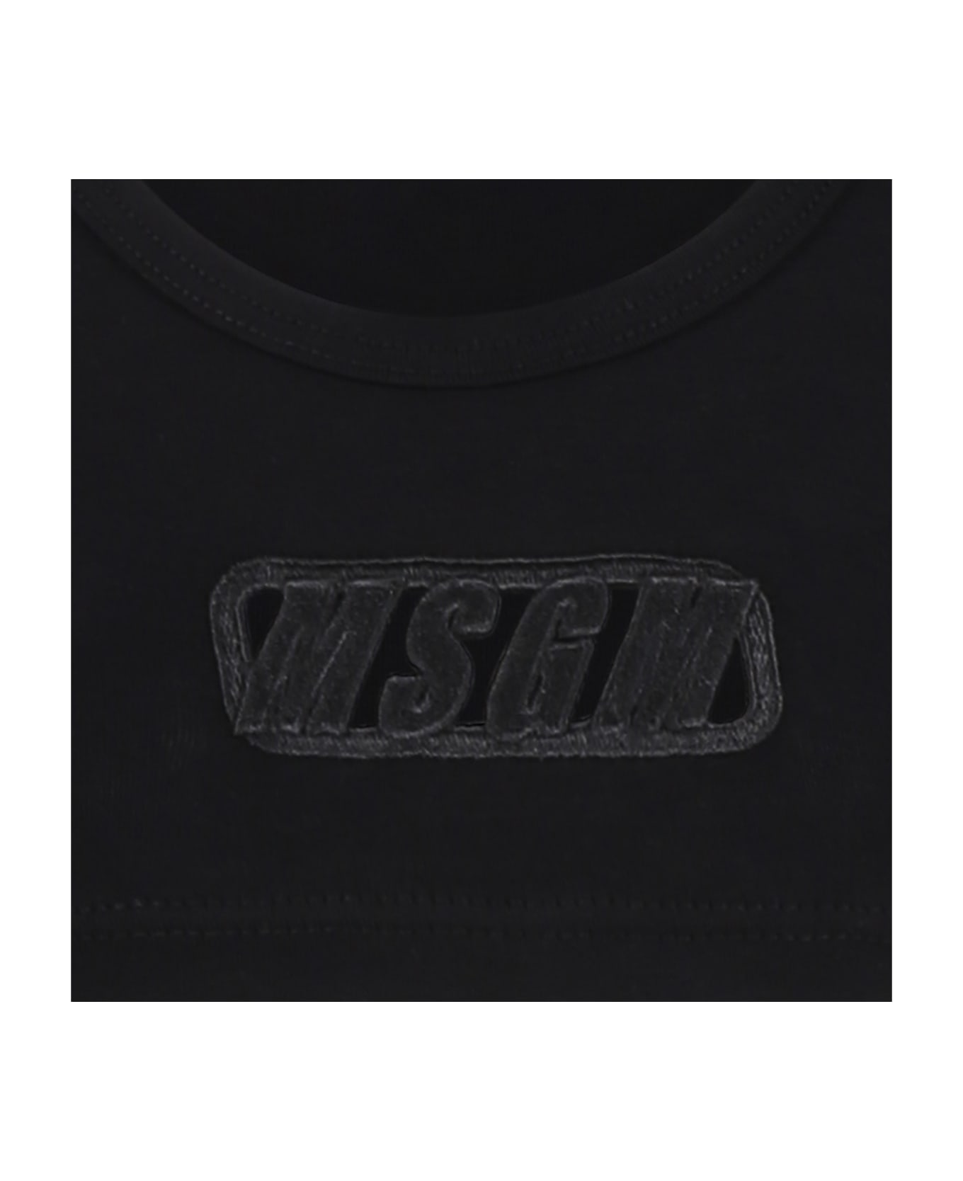 MSGM Balck Tank Top For Girl With Logo - Black
