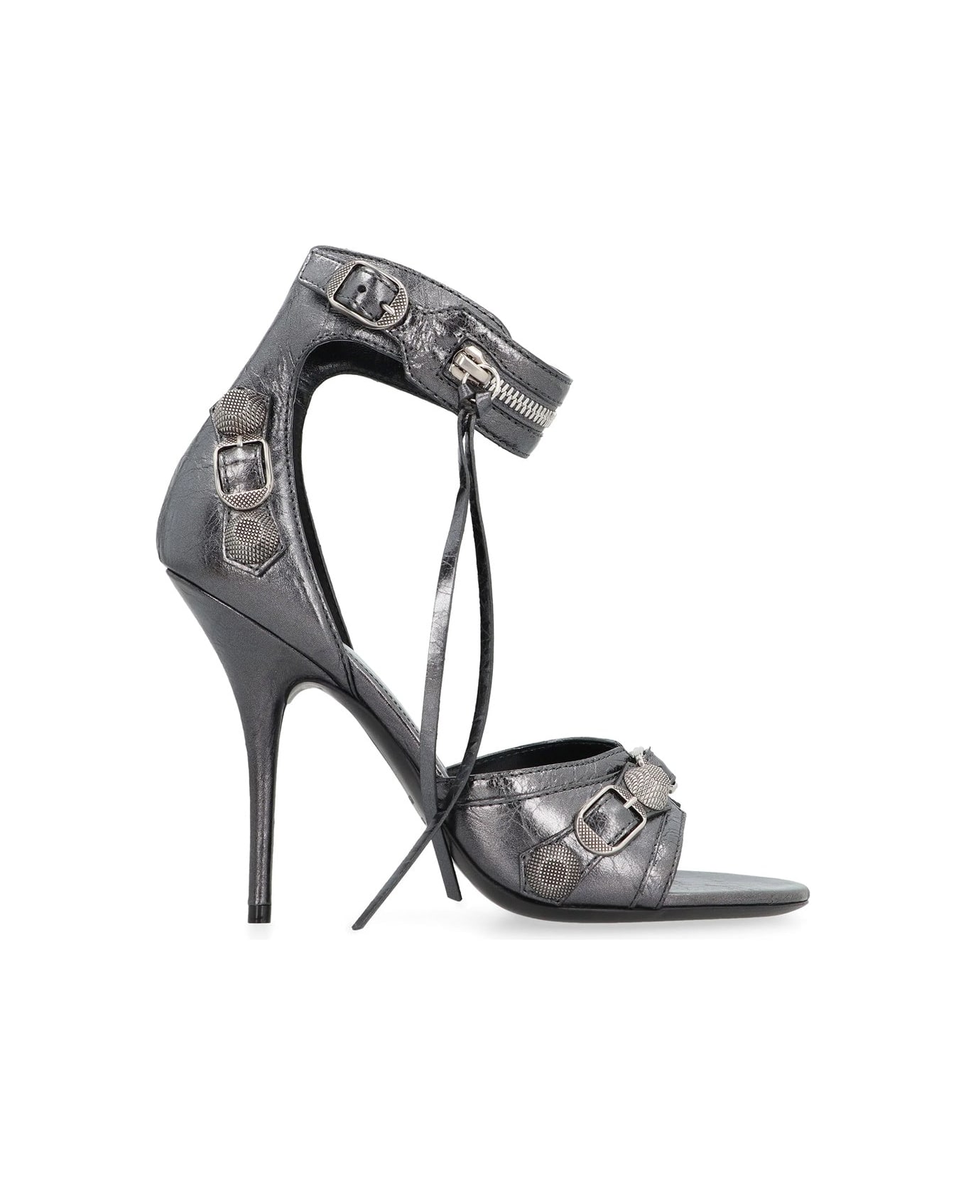 Balenciaga Cagole Leather Sandals - Gray