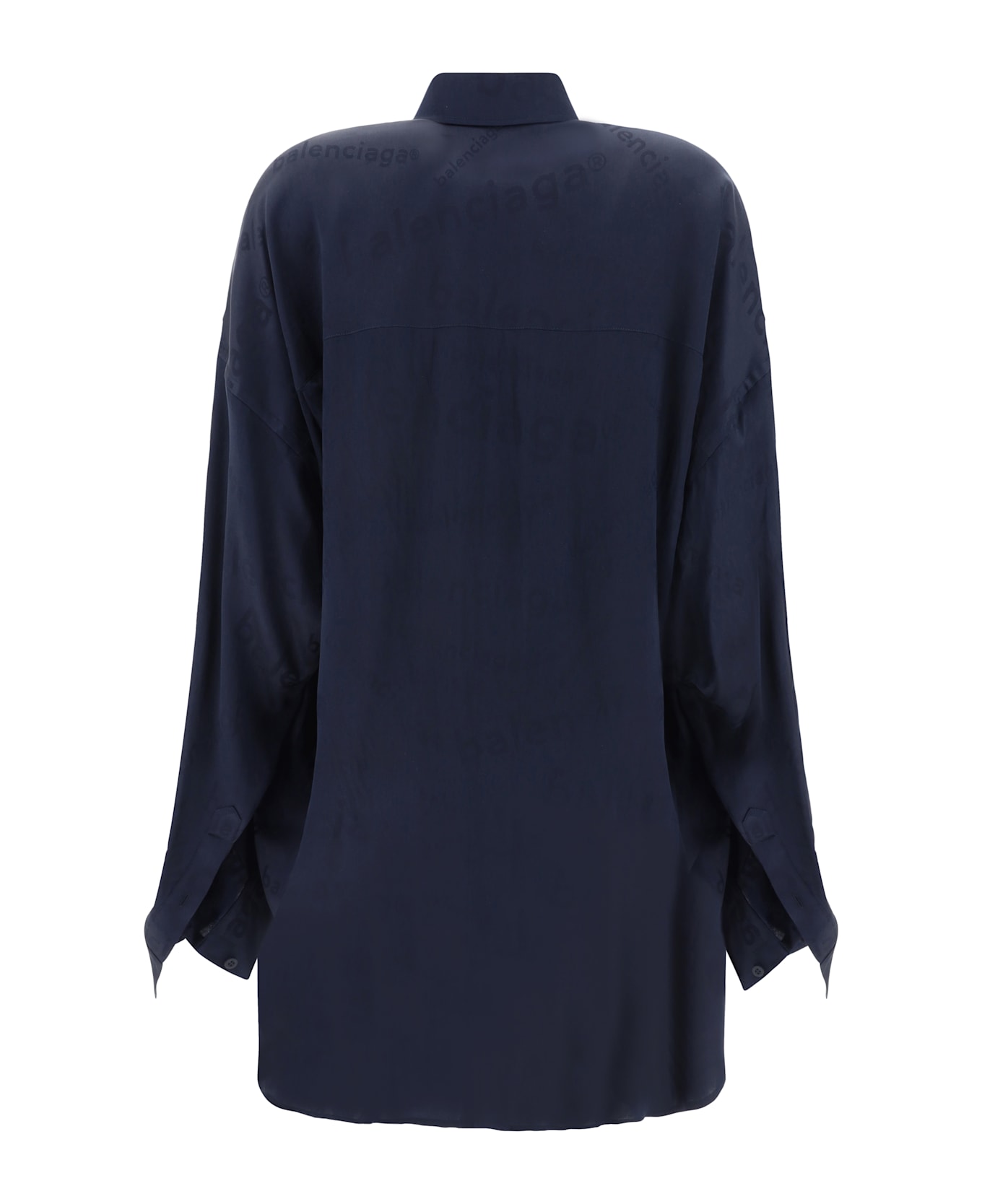 Balenciaga Navy Blue Silk Oversize Shirt - Faded Black