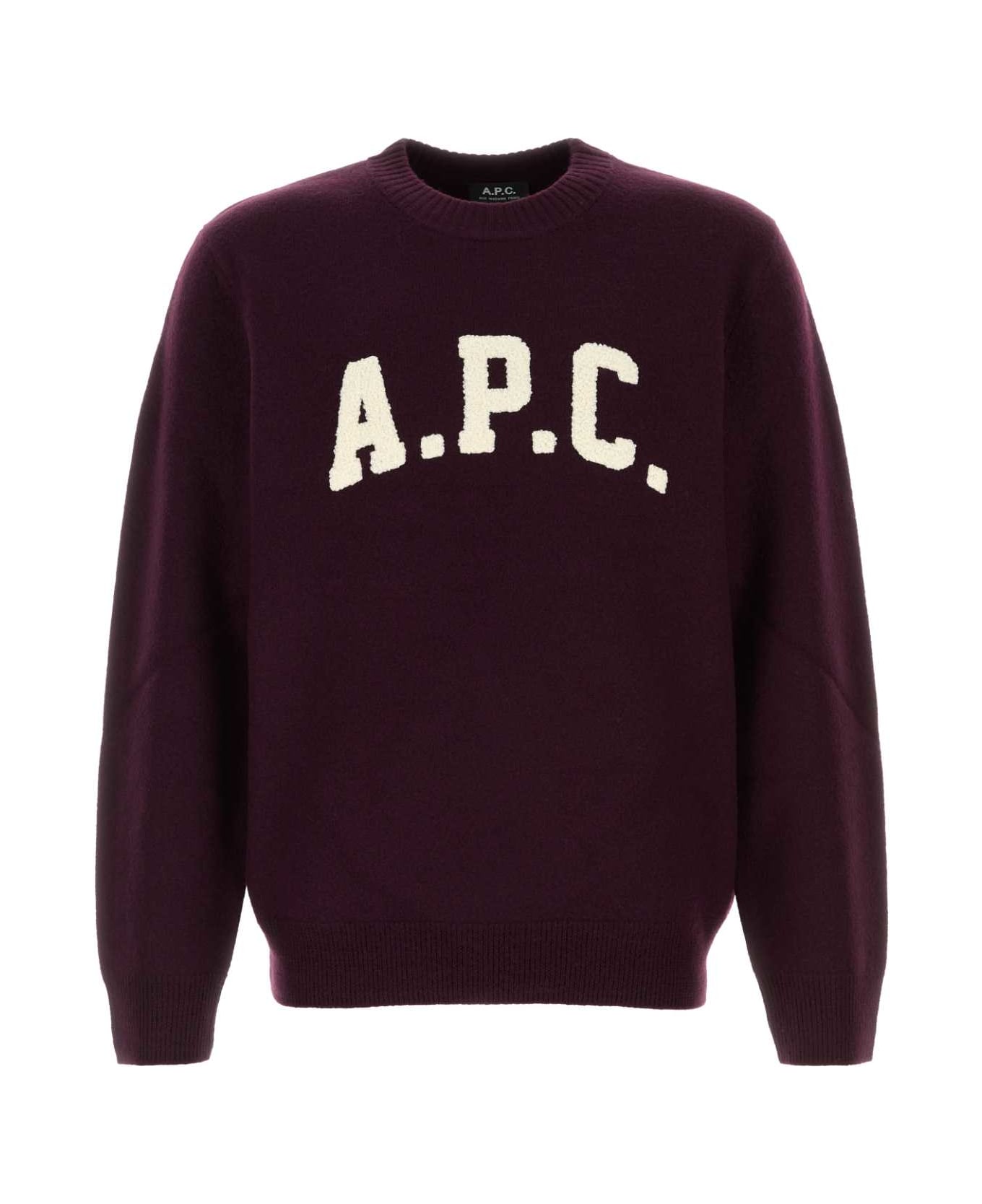 A.P.C. Plum Wool Jay Sweater - BURGUNDY