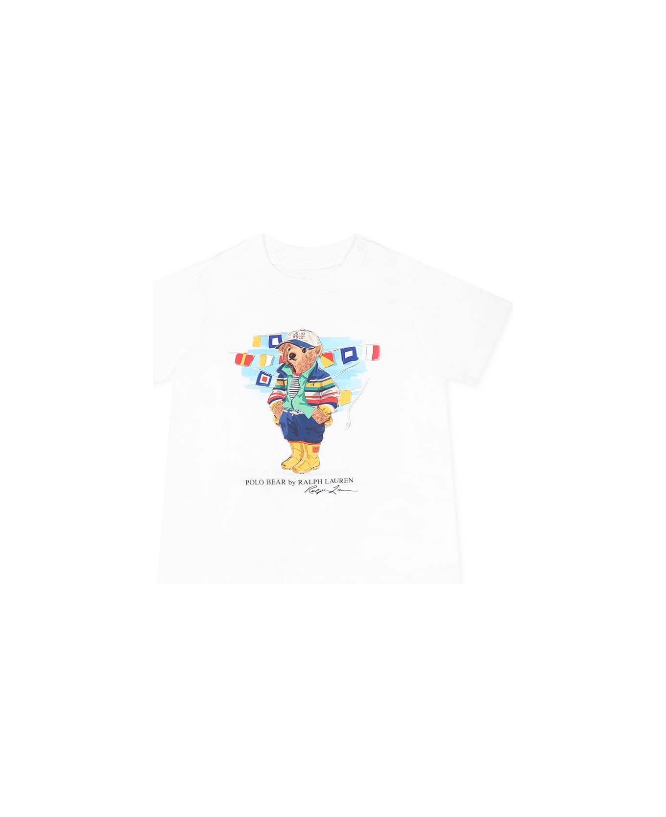 Ralph Lauren White T-shirt For Baby Boy With Polo Bear - White