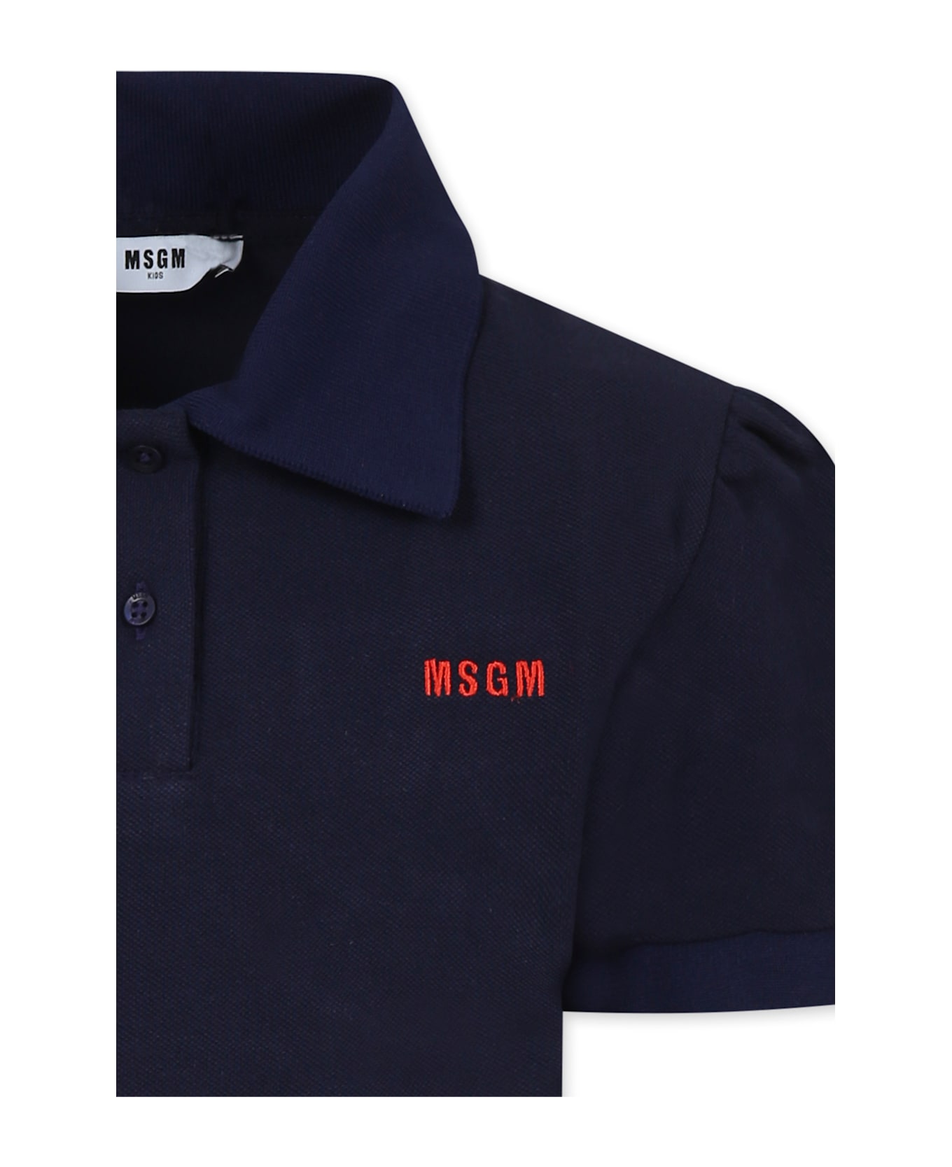 MSGM Blue Polo Shirt For Girl With Logo - Blue
