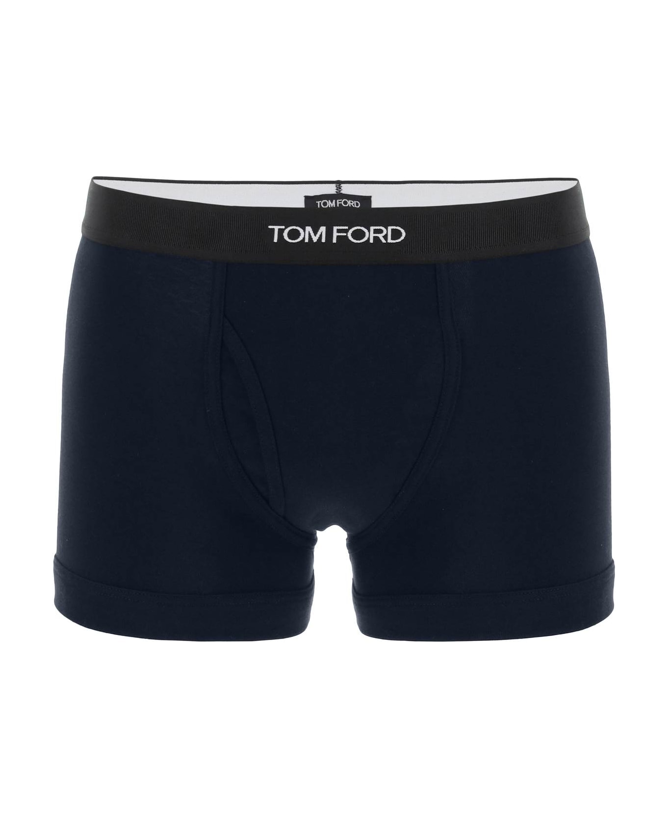 Tom Ford Cotton Boxer Briefs With Logo Band - navy
