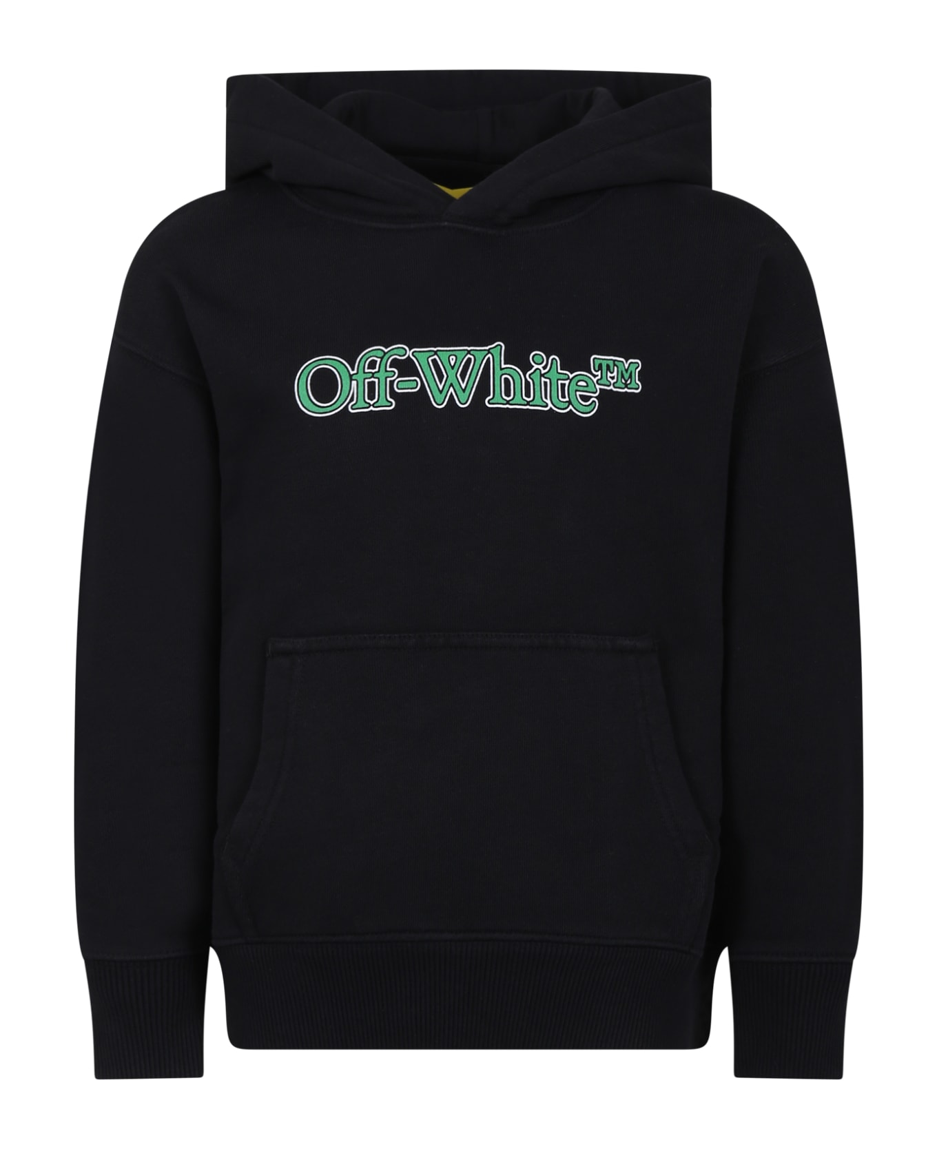 Off-White Black Hooded Sweatshirt For Boy With Logo - Black Green