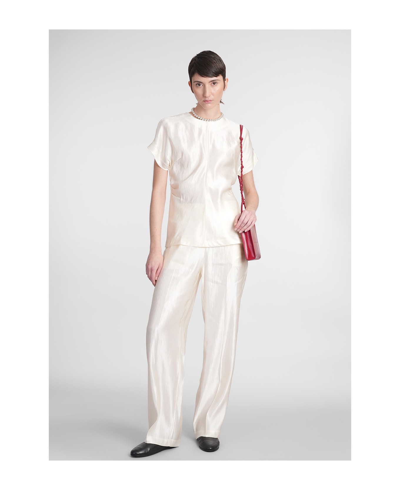 Loulou Studio Pero Blouse In Beige Linen - beige